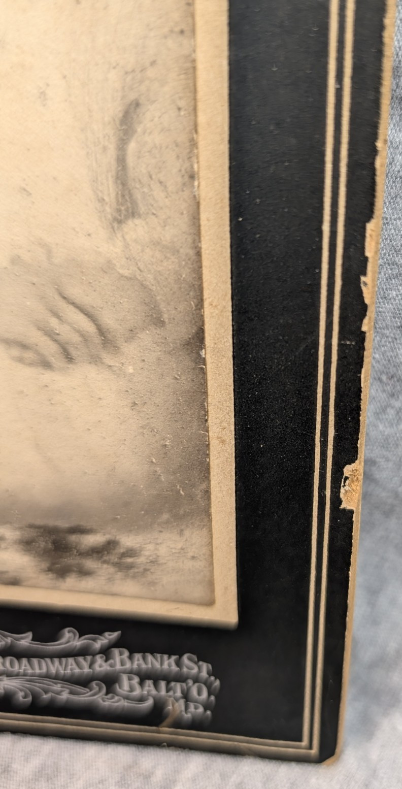 Antique Man & Woman Cabinet Card Portrait Photo w Flutina Accordion Baltimore MD