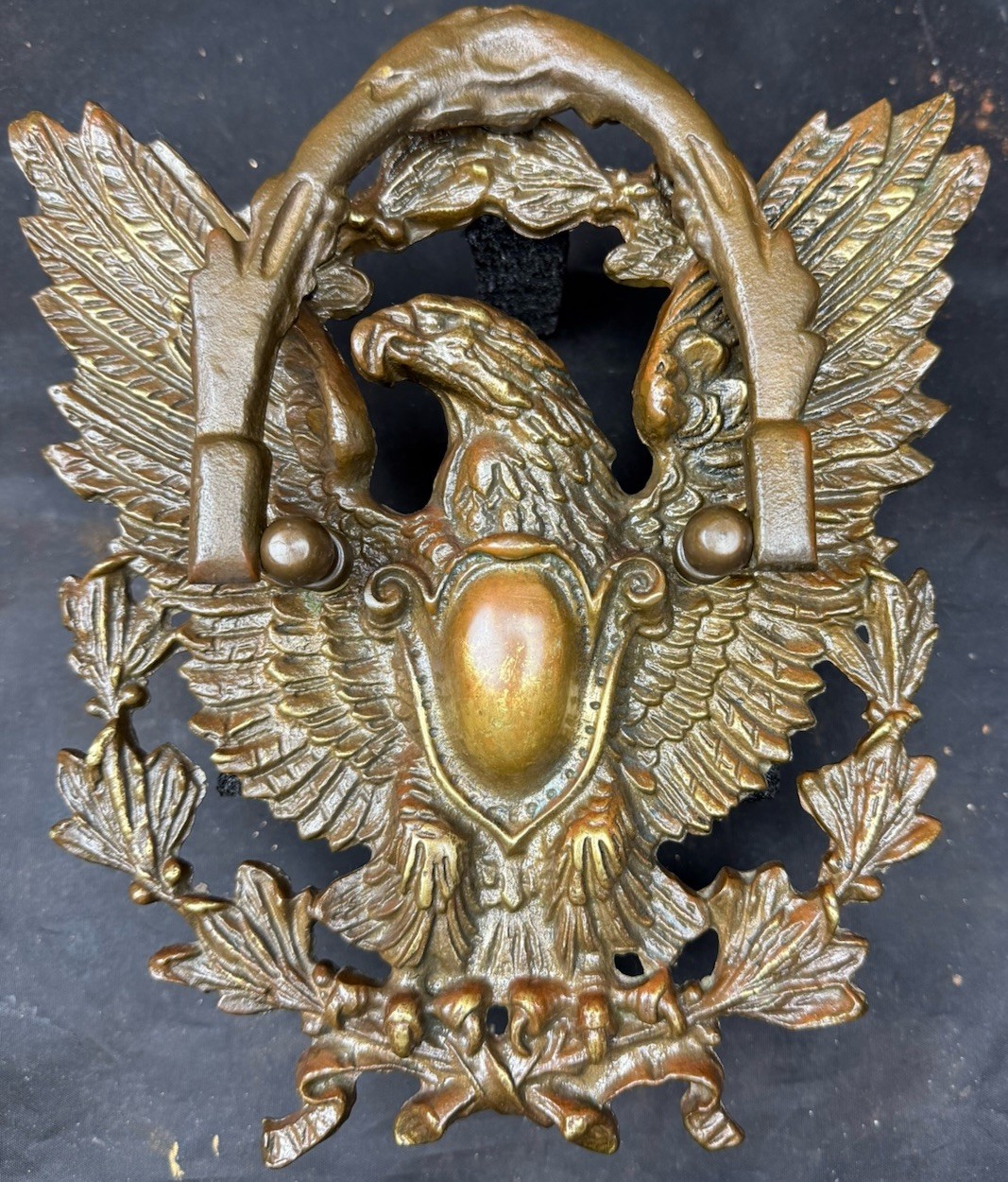 Large Heavy Bronze American Eagle Door Knocker Late 1800s / Early 1900s Patriot