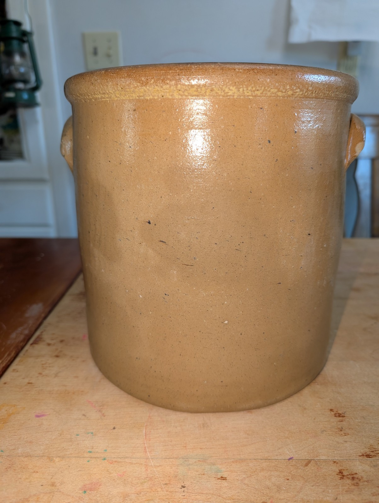 Primitive Salt Glazed Stoneware 2 Gallon Crok Albany Interior Midwest Farmhouse