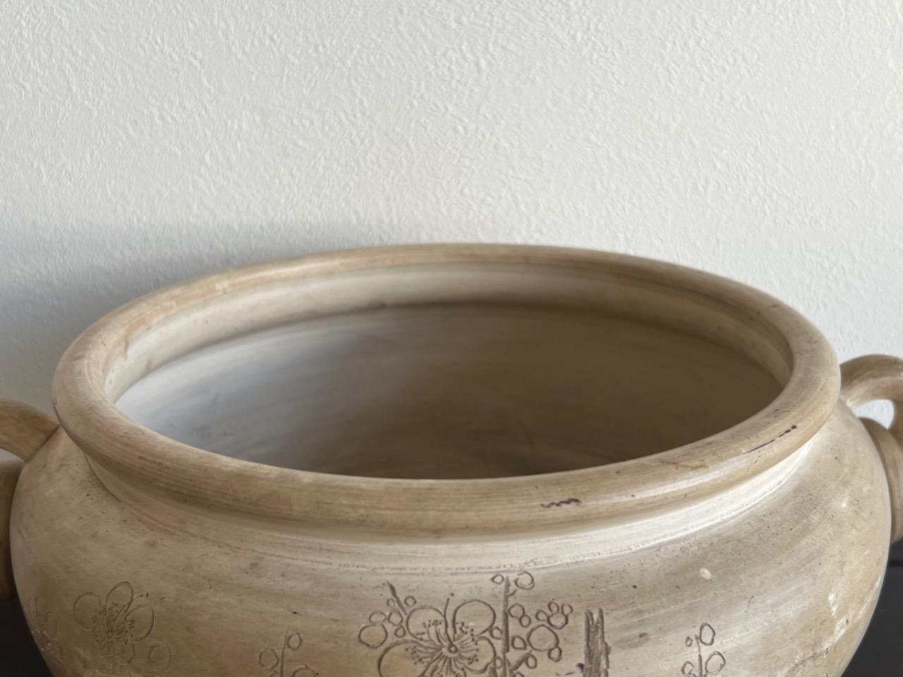 Chinese Qing Dynasty Clay Incense Burner / W 32[cm] / Plate Ming Censor Bowl Pot
