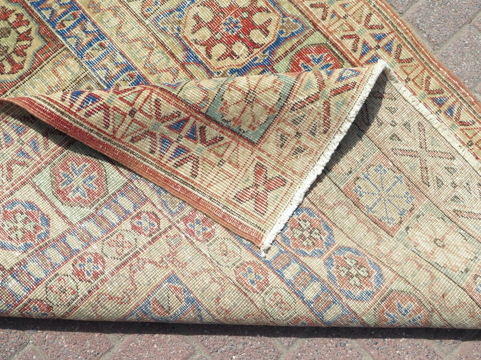 Turkish Classical Handmade Carpet, Vintage Multicolor Distressed Rug 48″x76″