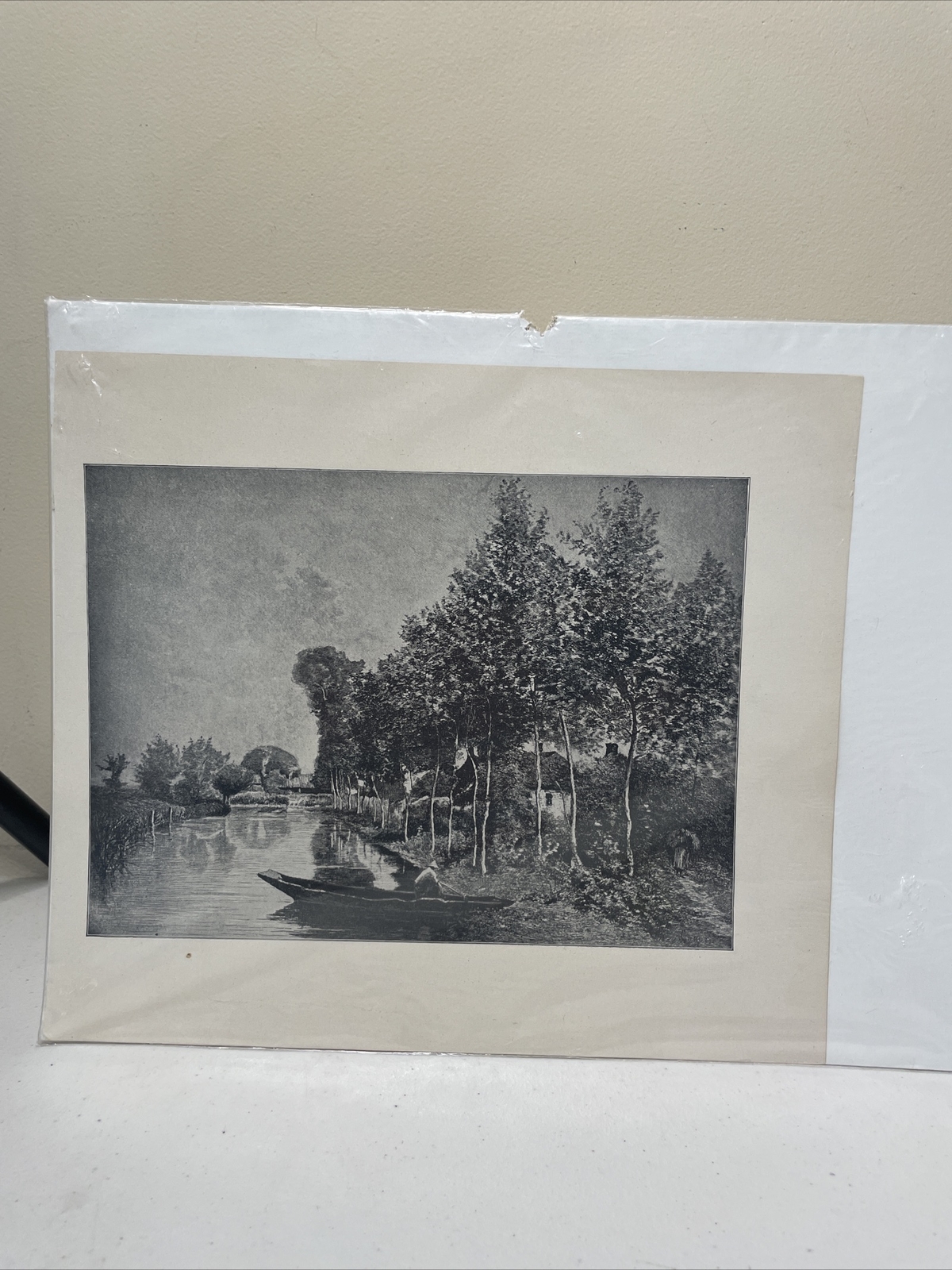 Vintage Jean Baptiste Camille Carot Lithograph Reprint Landscape The Dinghy