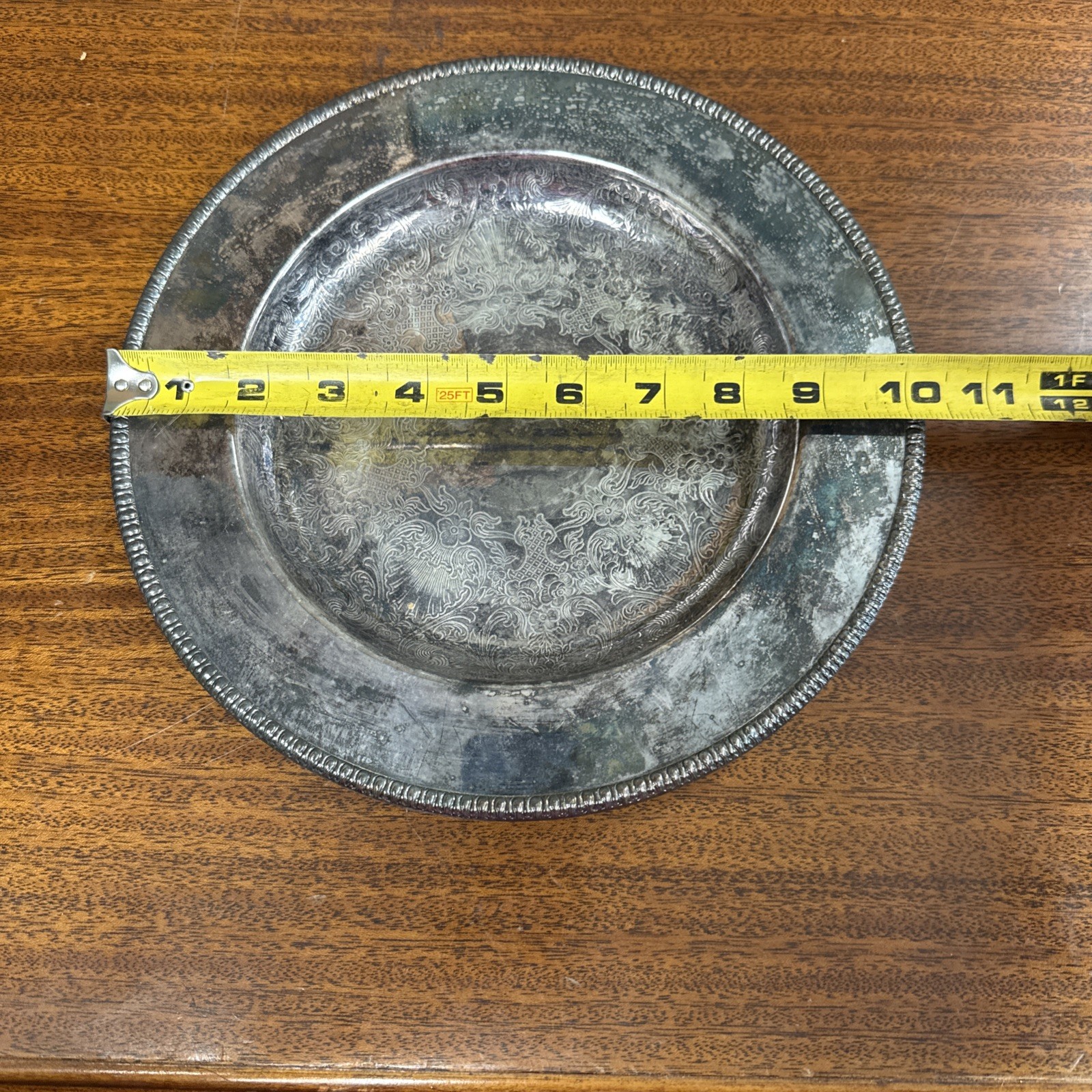 Vintage Wm Rogers Silver Plated 10 Inch Charger Or Small Tray 4511
