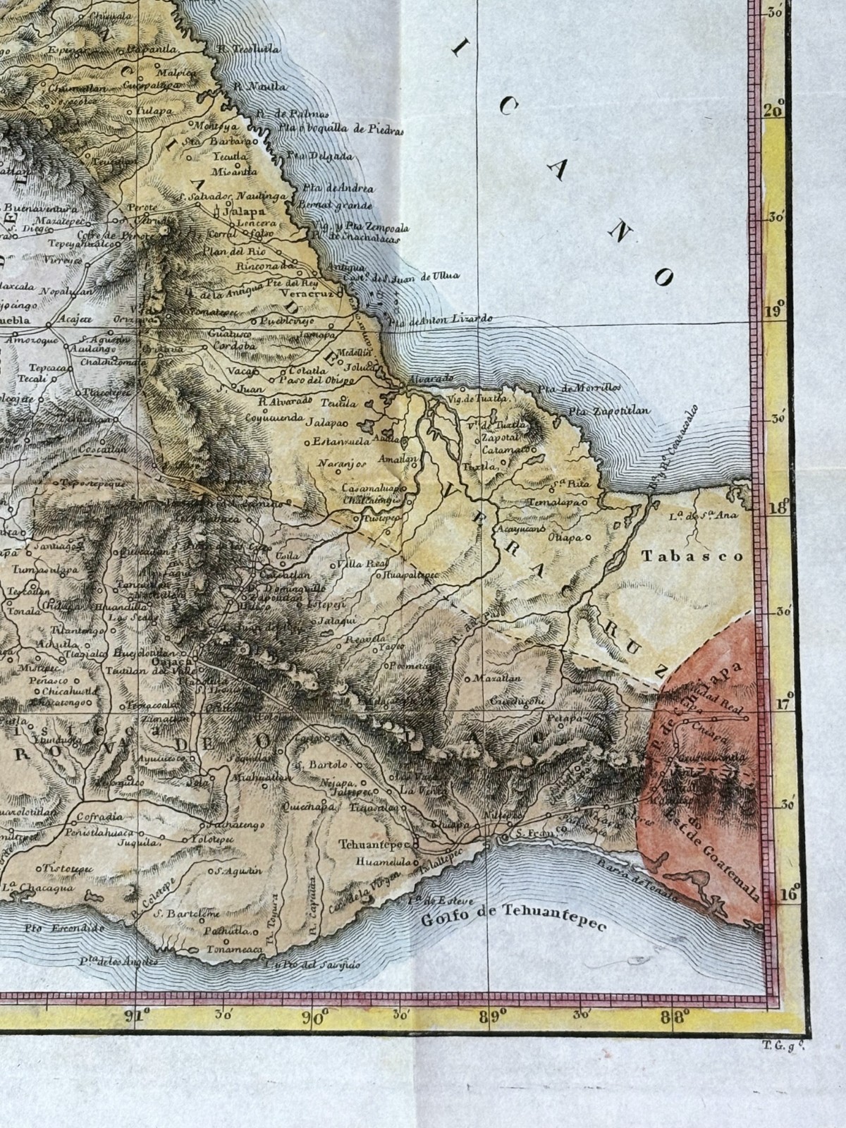 RARE – 1831 Folding Pocket Map- Mexico – New Spain- Mariano Torrente- Revolution