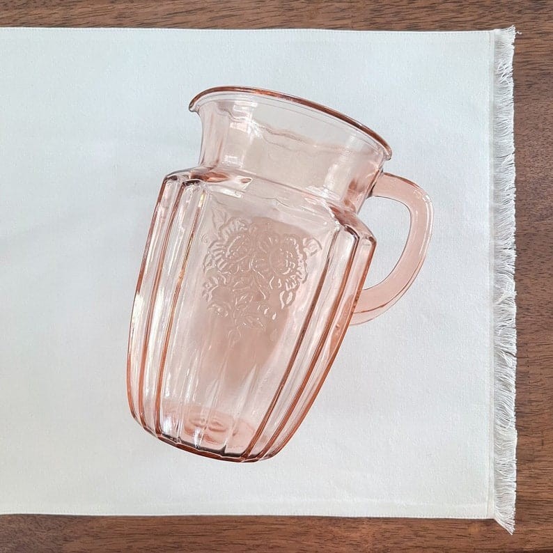 Vintage Pink Depression Glass Large 8 Inch 60 Ounce Pitcher (Anchor Hocking Glas