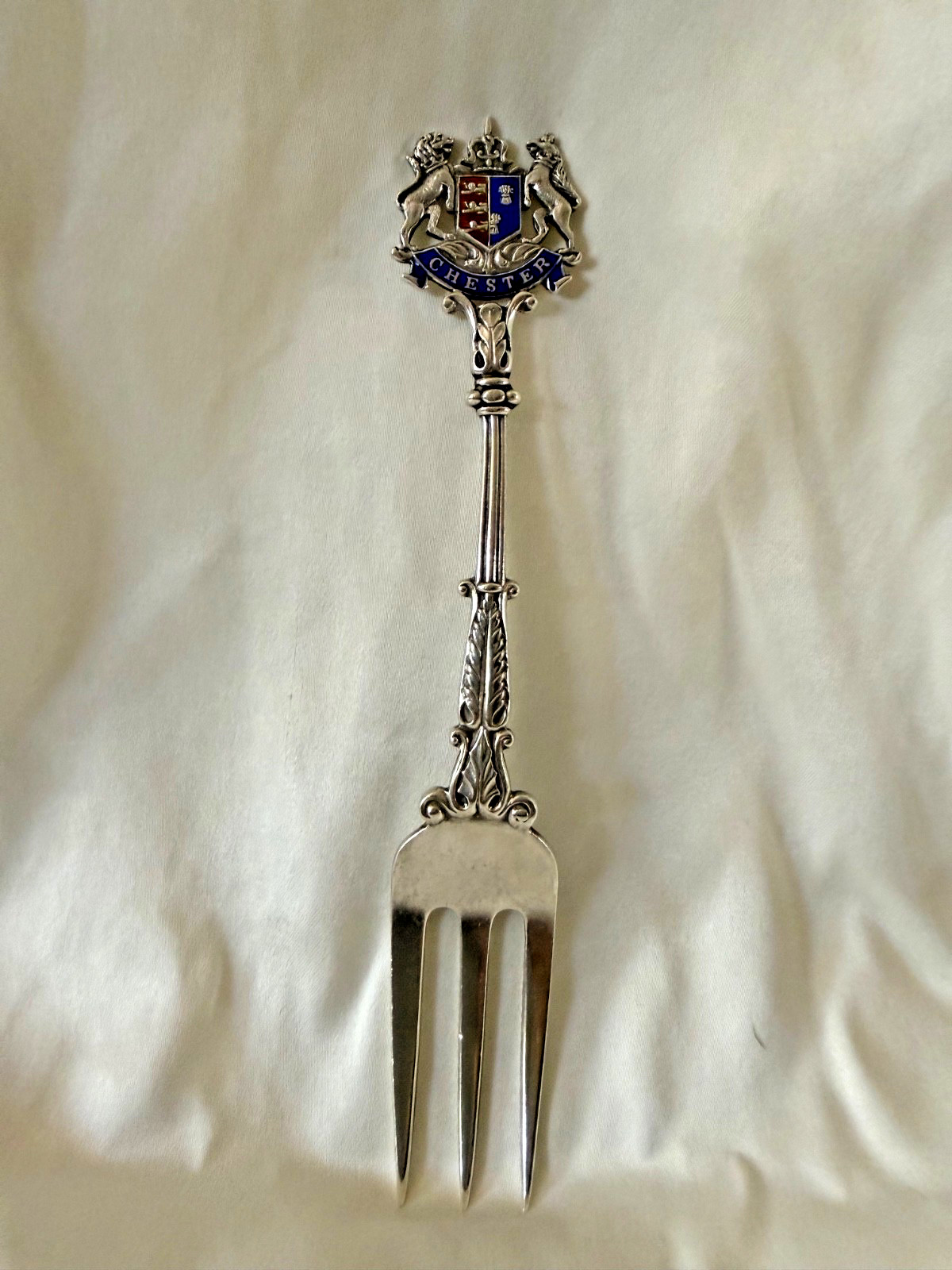 Robert Chandler Sterling Silver Chester England Souvenir Fork Circa 1906 5″ Long