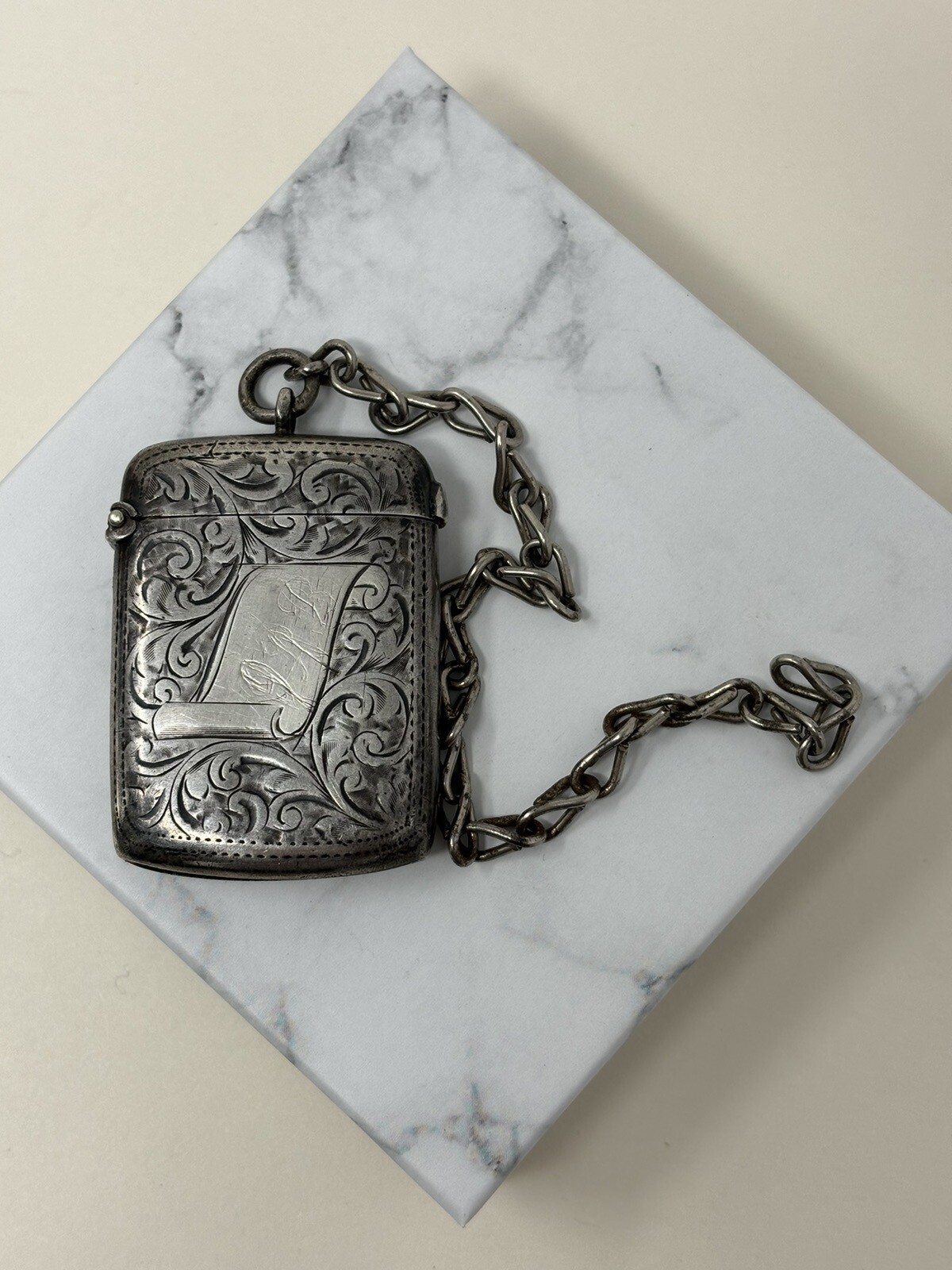 Antique Sterling Silver Vesta Case British Hallmarks William Neale Chester 1900
