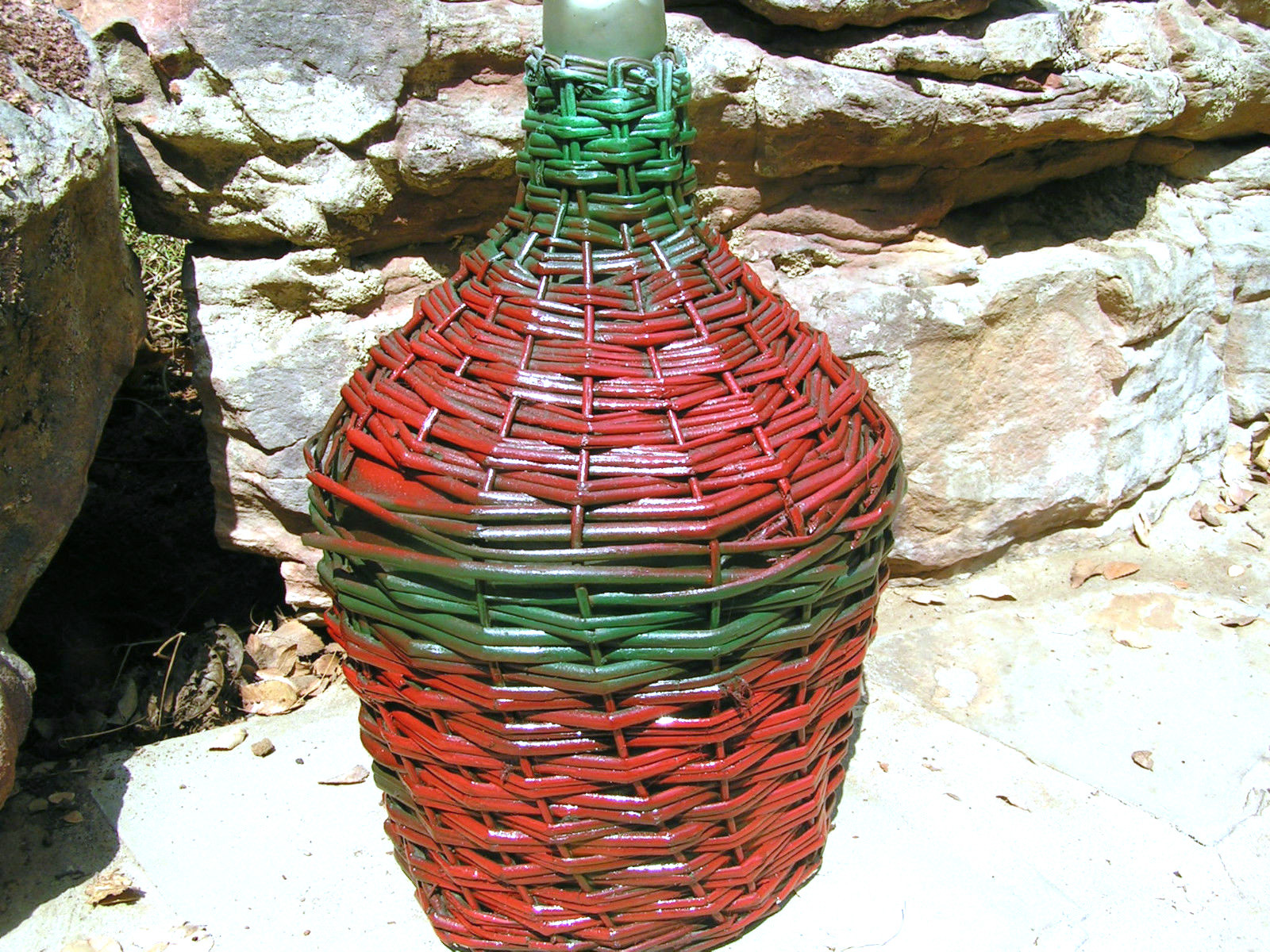 Old Italian Wicker Wine Jug 0169 RED