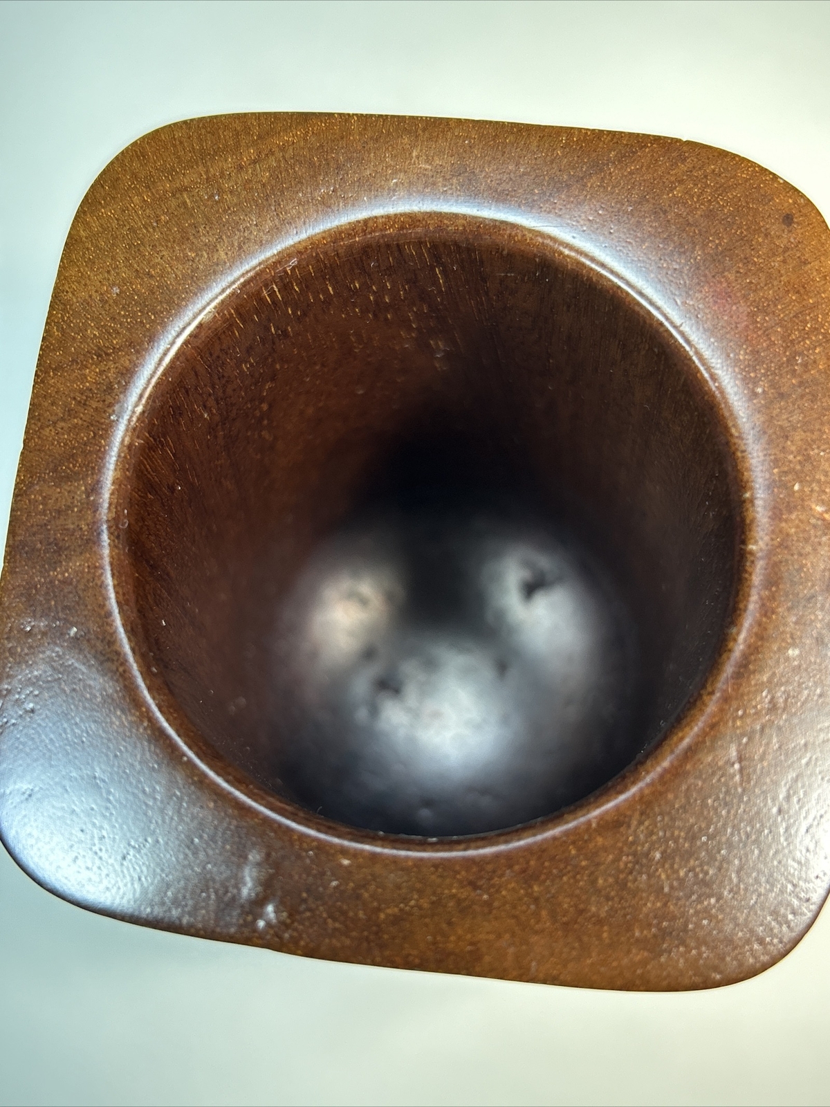 Oriental Beautiful Hand Carved Solid Wood Brushed Pencil Holder Script & Pattern