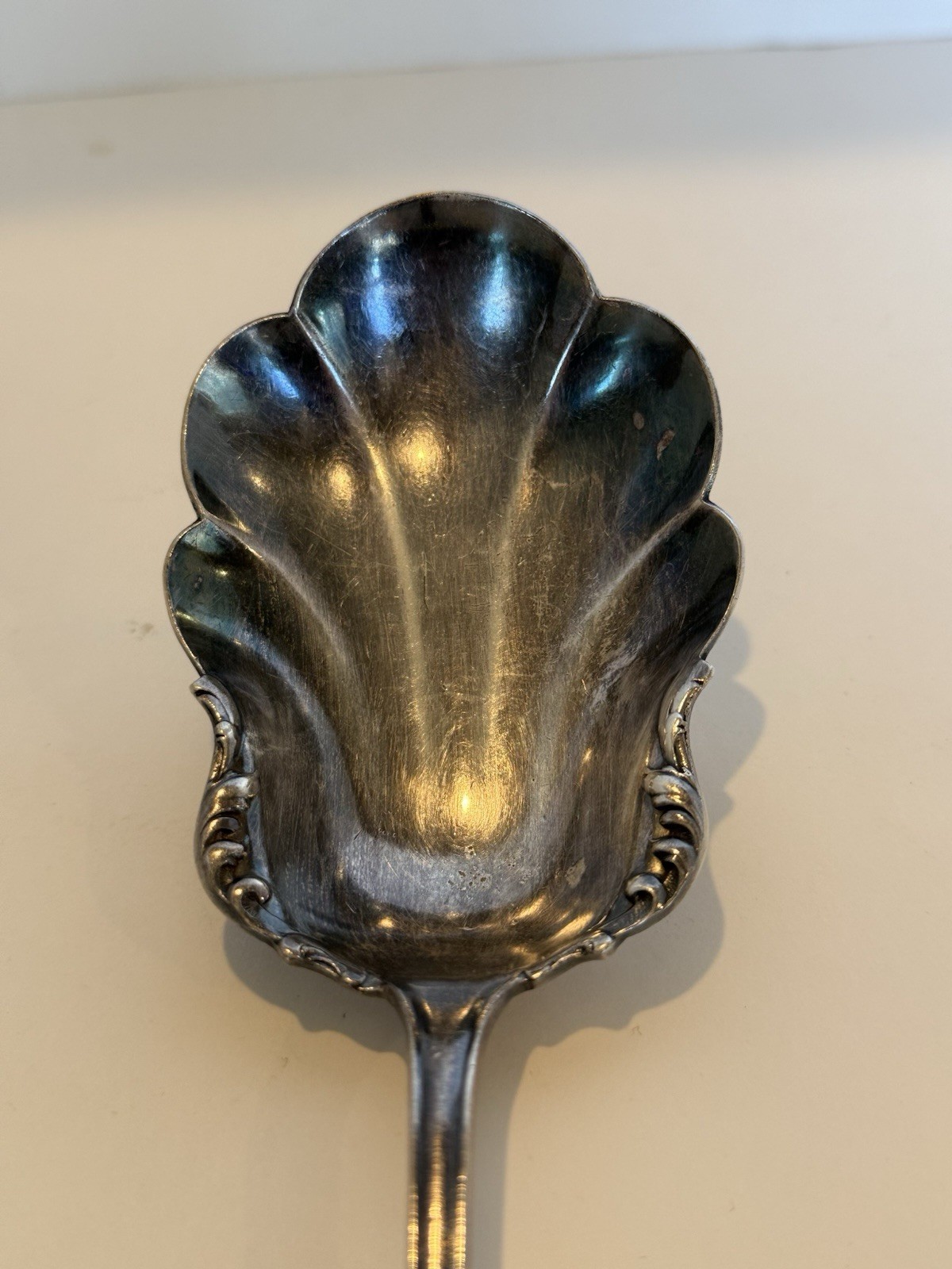 Wm. A. Rogers A1 Solid Shell Casserole Serving Spoon Marcella Pattern 9 1/2 Inch
