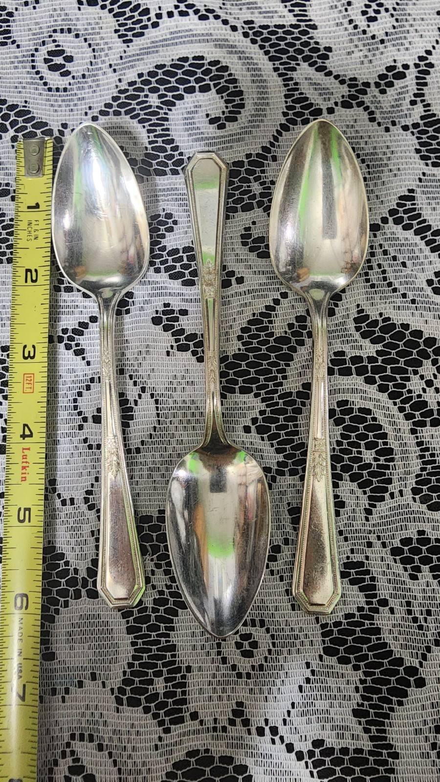 LOT OF 3 c1923 MAYFAIR 🎡🎠 PATTERN SILVERPLATED TEASPOONS/ TEA SPOONS 🍵🥄