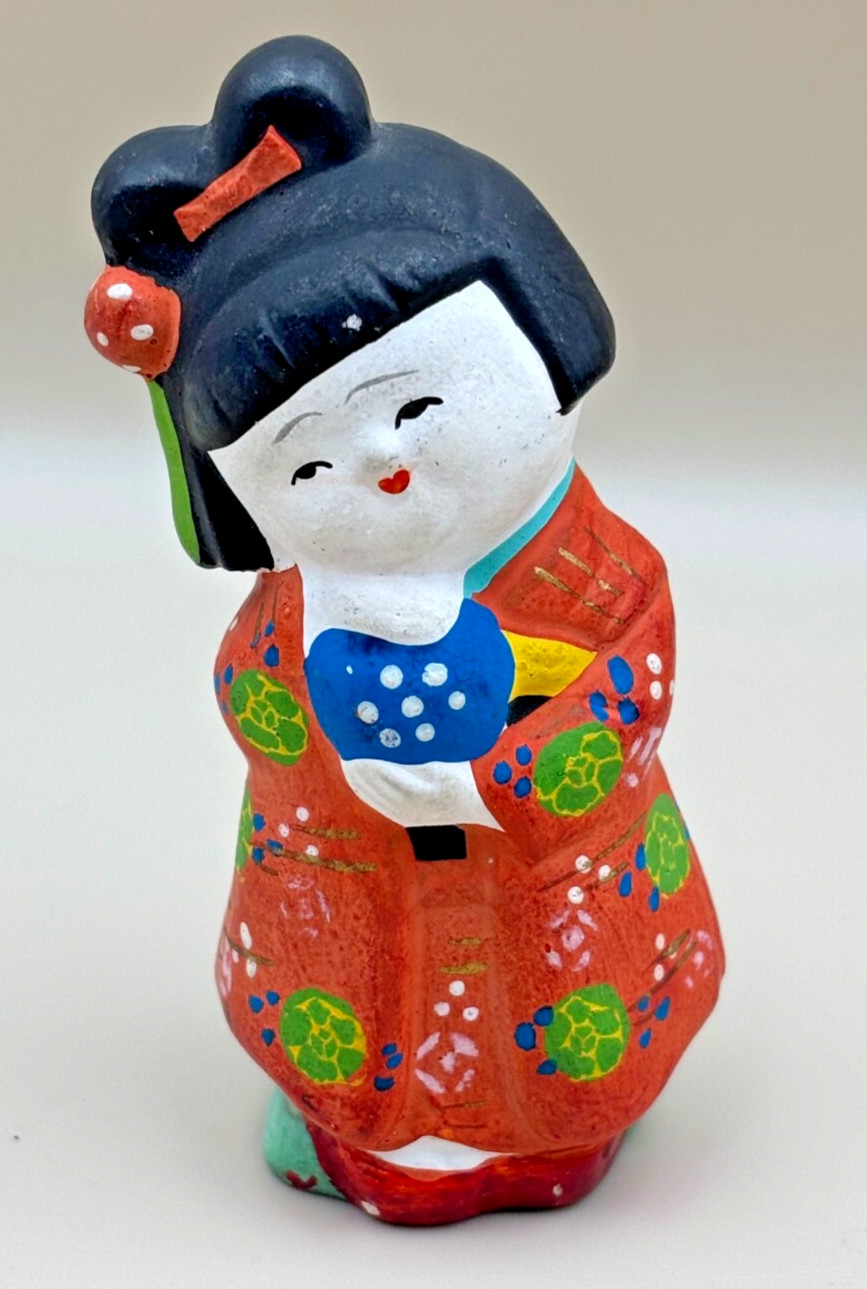 Japanese Hina Doll Plaster Vintage 1940s Girl’s Day Hinamatsuri Festival 3.5″