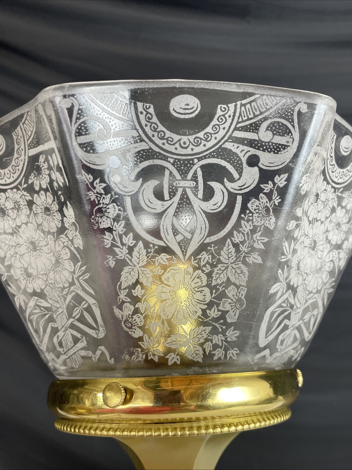 CONVERTED Antique Vtg Gas Wall Sconce Victorian Art Nouveau Deco Acid Etch Glass