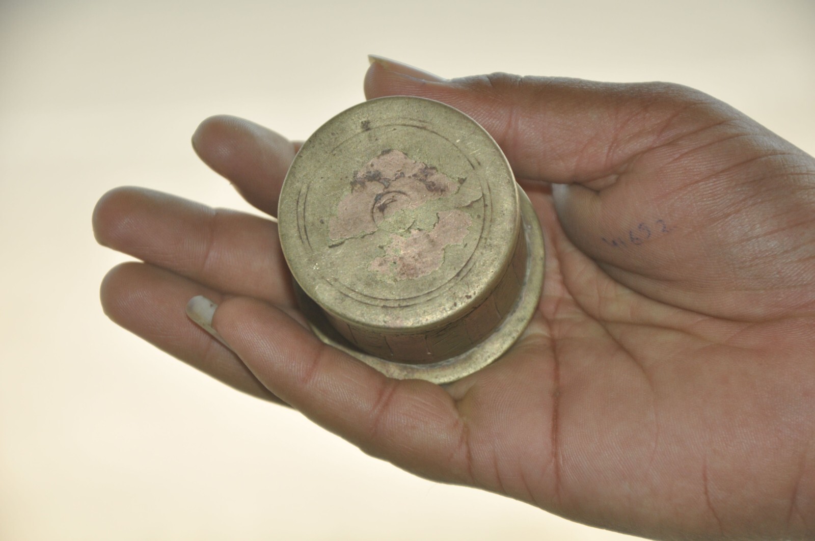 Vintage Small Engraved Handcrafted Brass & Copper Holy Water Pot