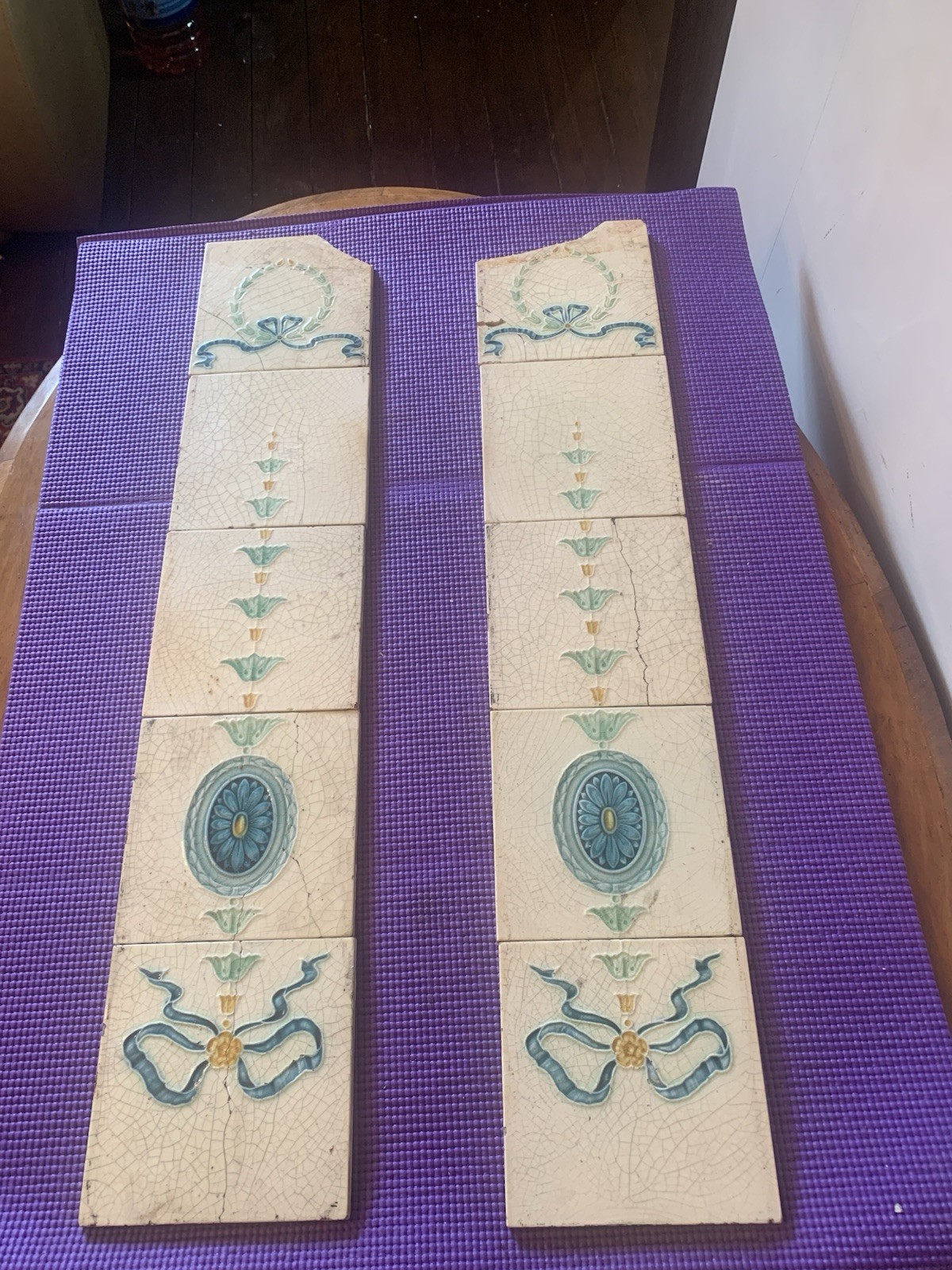 Collectible Original ART NOUVEU Fireplace Tile Set / TILES / CORN BROS ,
