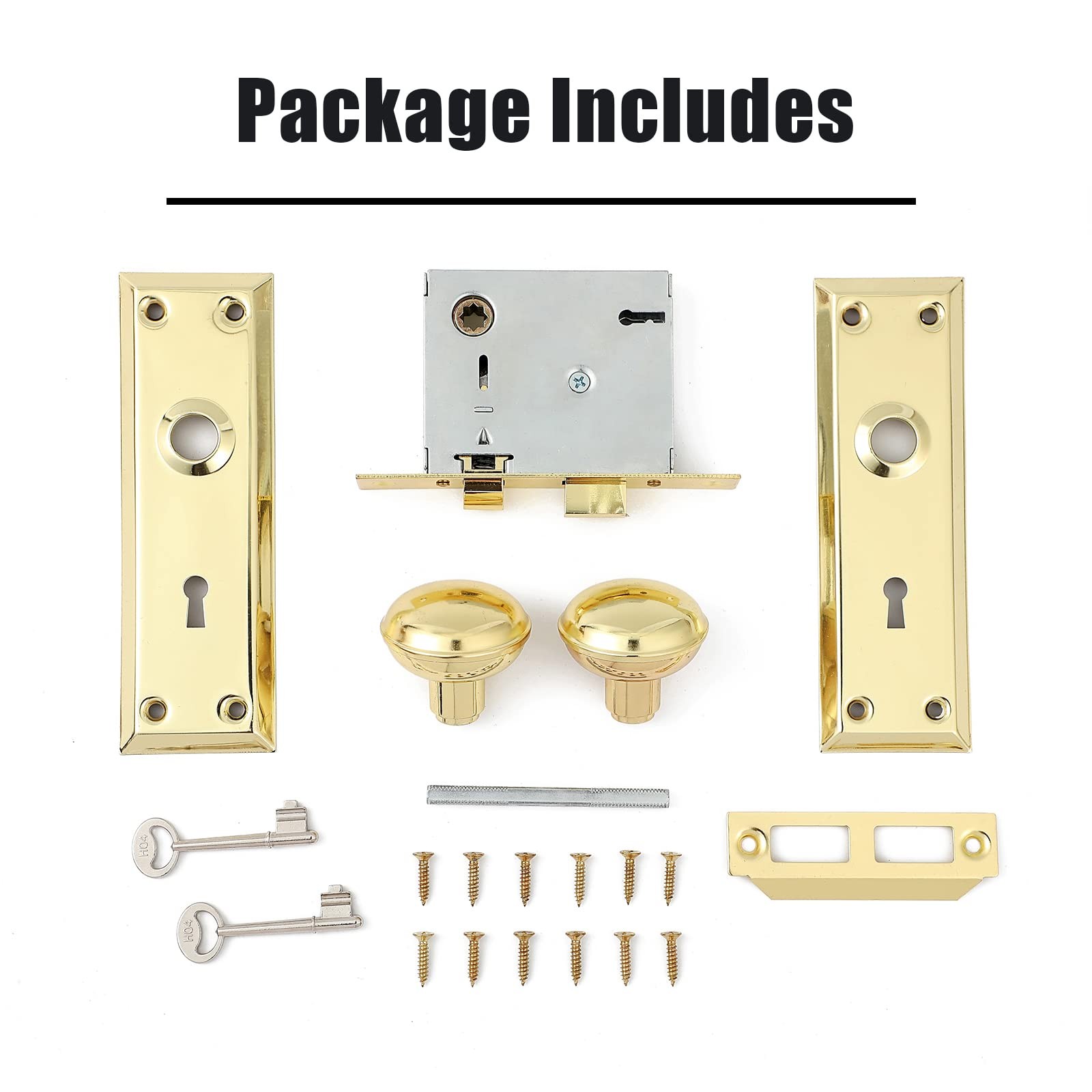 Toptotoo Mortise Lock Set for Interior Door, Mortise(1 Pack), Polished Brass
