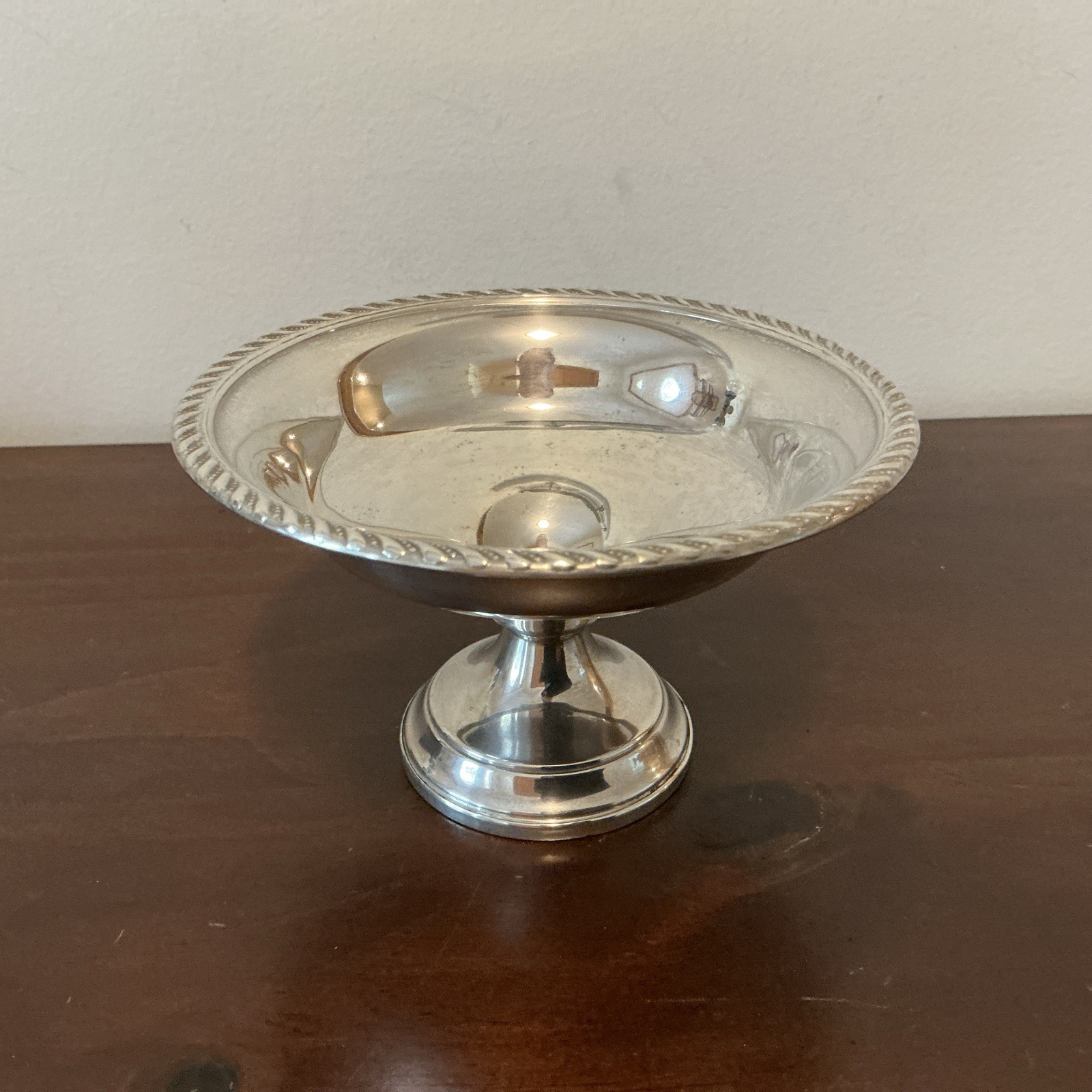Preisner Sterling Silver Weighted Rope Edge Compote Footed Bowl Candy Dish 117g