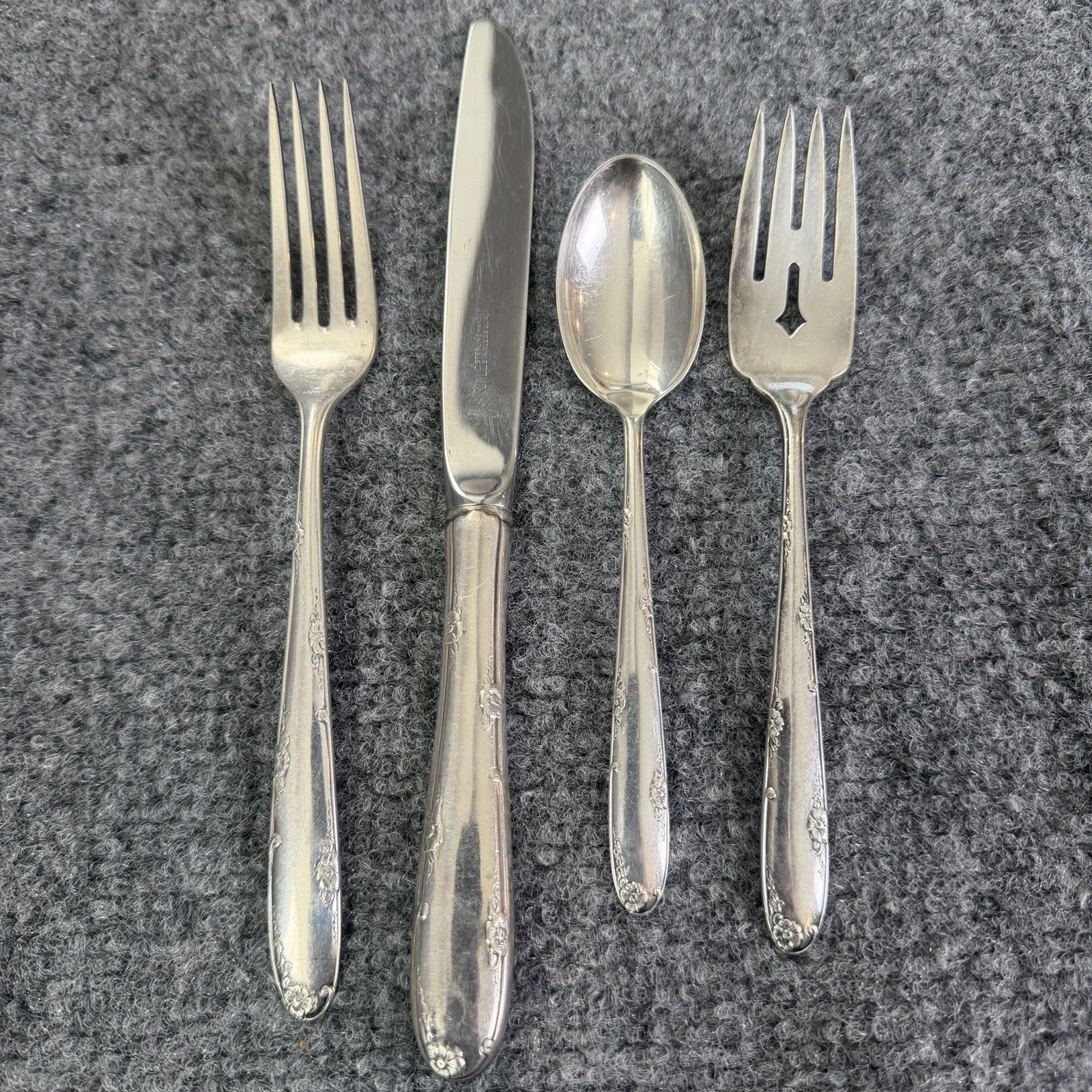 Vintage MCM TOWLE Sterling Silver Madeira Flower 4 Piece Silverware Flatware Set