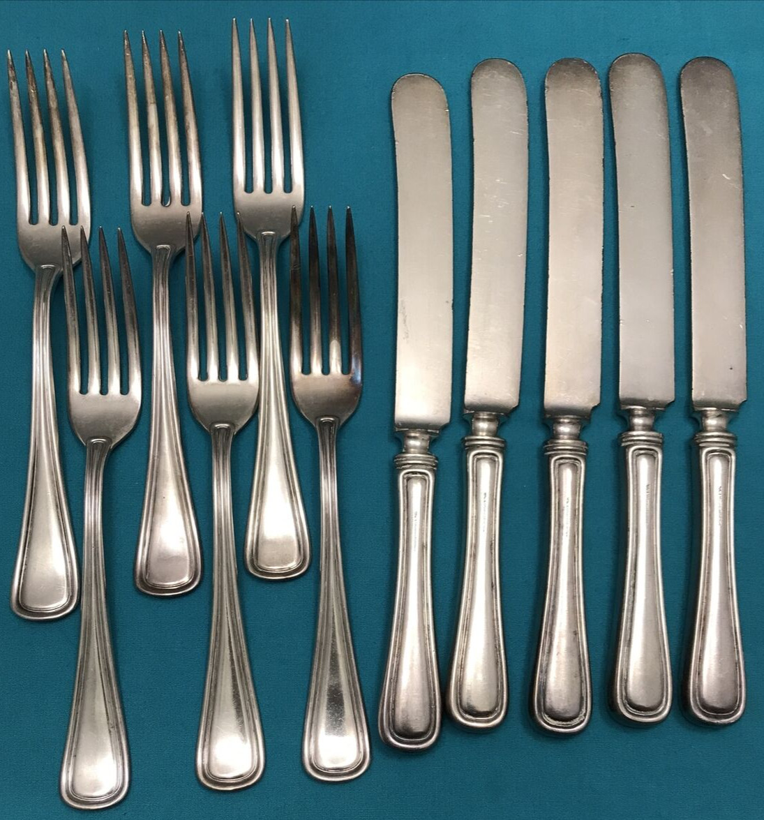 11 Pc 1910 COLUMBIA / REGIS Silverplated FORKS & KNIVES by Wm A Rogers No Mono