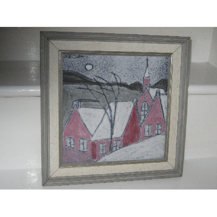 Charles Sucsan Large Canadian Ceramic Tile Plaque: Circa 1970s/ 80s