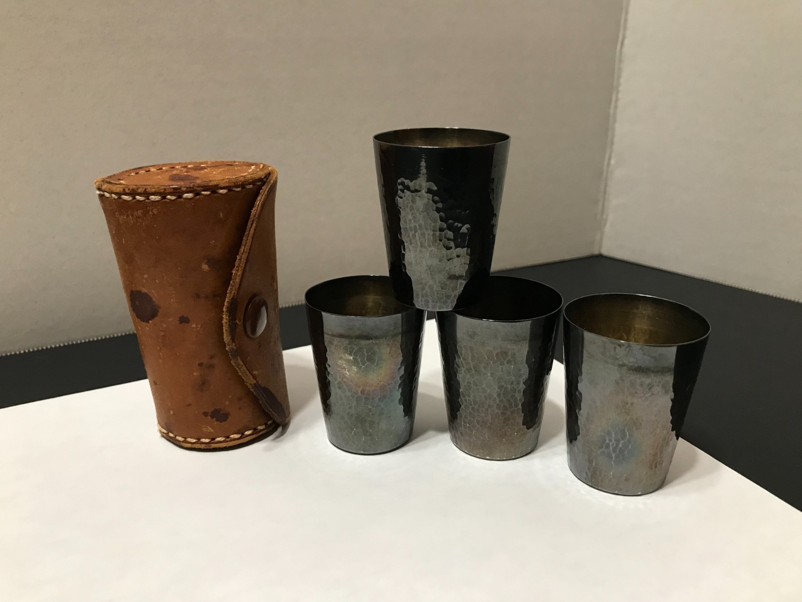 Vintage Maruei CPO Japan – Silver Jiggers X 4 with Case – 970 Silver