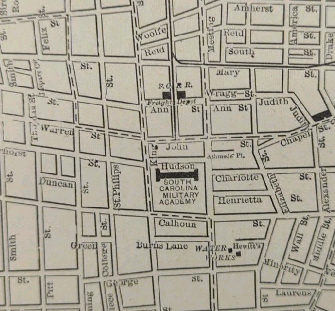 Vintage 1892 CHARLESTON SOUTH CAROLINA Map 11″x13″ Old Antique Original CITADEL