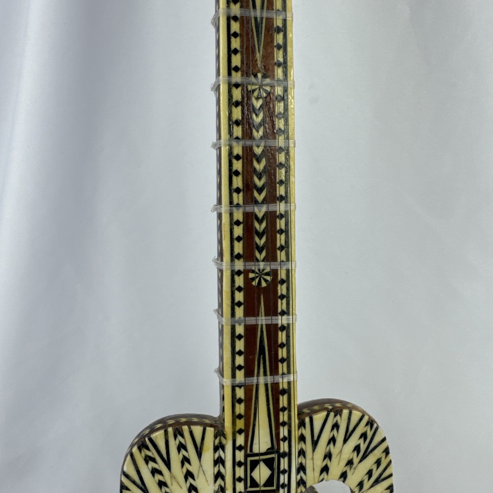 Vintage Asian Rawap Musical String Instrument Snakeskin Design 23 Inches Long