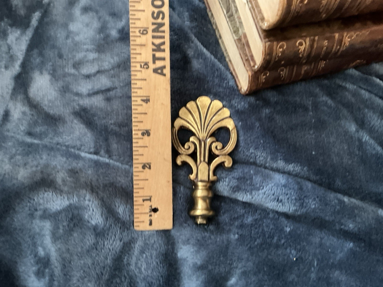 Antique Brass Finial, 4” x 9/16 “ Great Condition, Patina