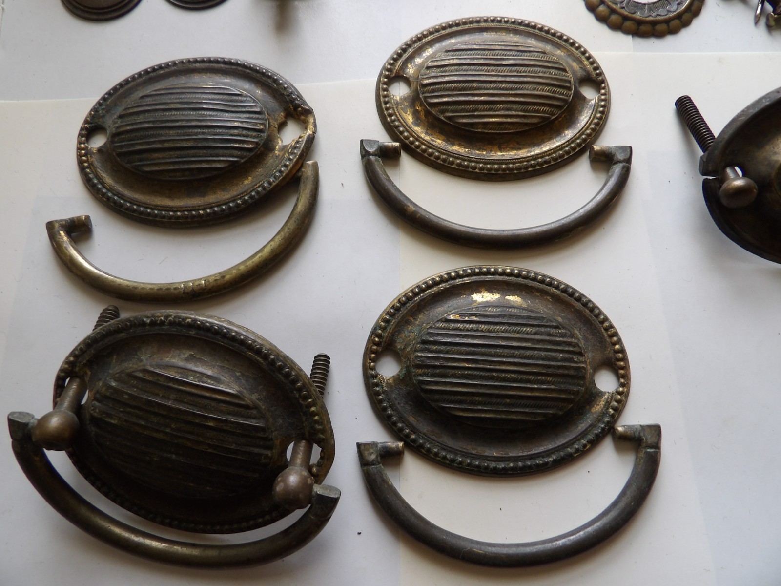 Antique Hepplewhite Federal Oval Drawer Pulls Original 1800s Plates Parts Bails