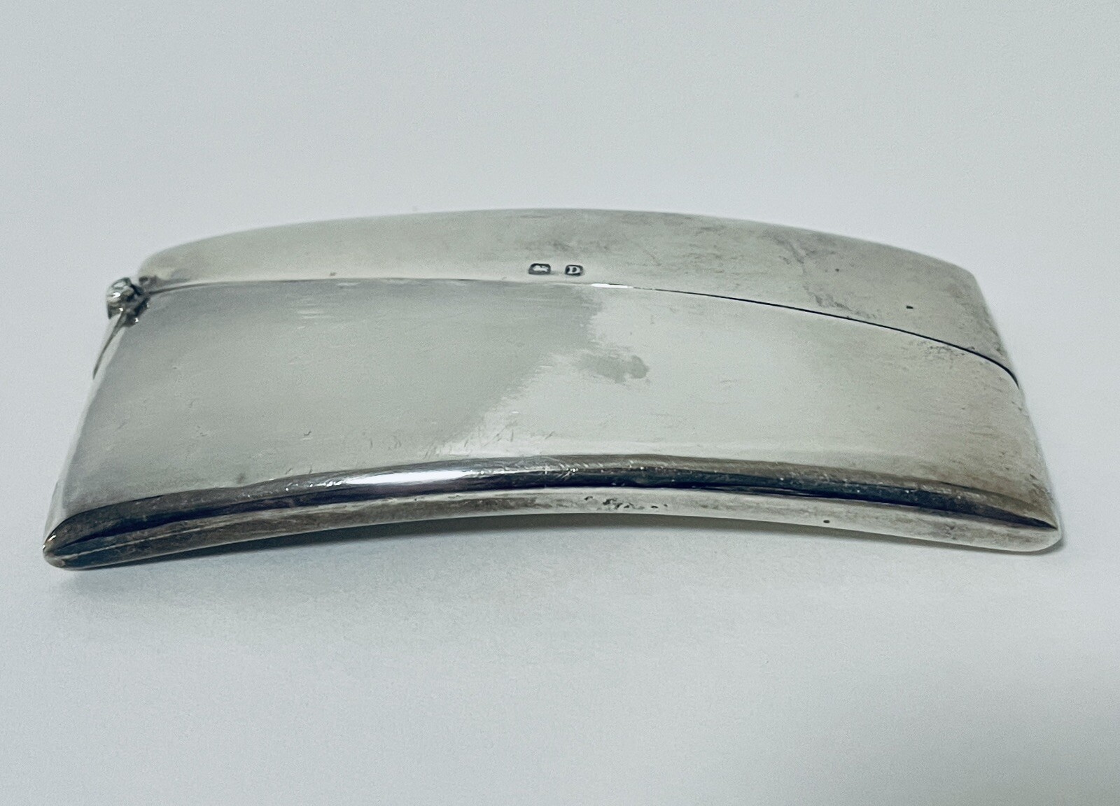 Antique Solid Sterling Silver Calling Card Case Holder Curved 1928