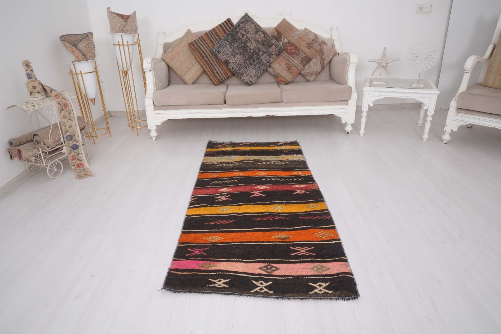 Vintage Turkish Kilim Small Rug 3×6 Handmade Antique Farmhouse Carpet 177