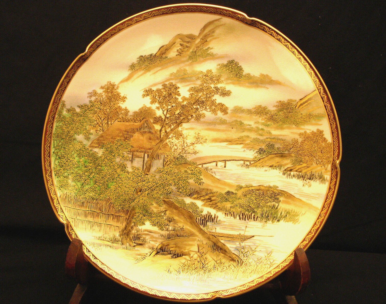 9 3/4″ D MARKED Fuzan JAPANESE MEIJI PERIOD SATSUMA PLATE