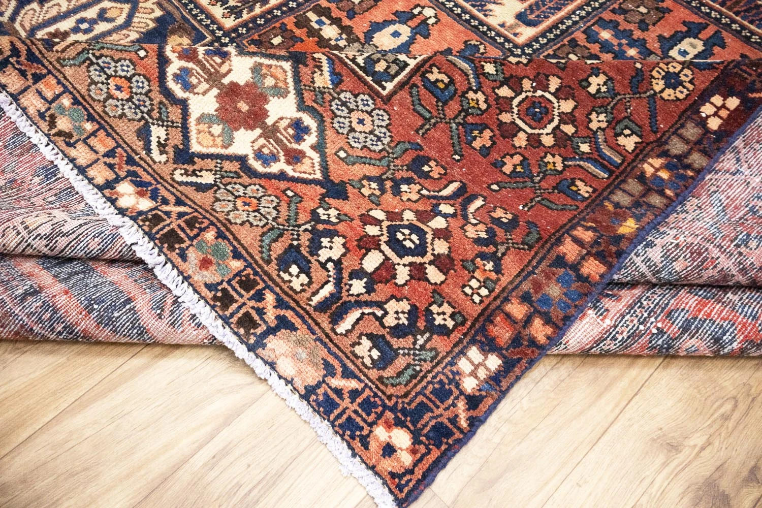 8’9 x 10’5 ft Semi-Antique Handmade Geometric Wool Living Room Carpet