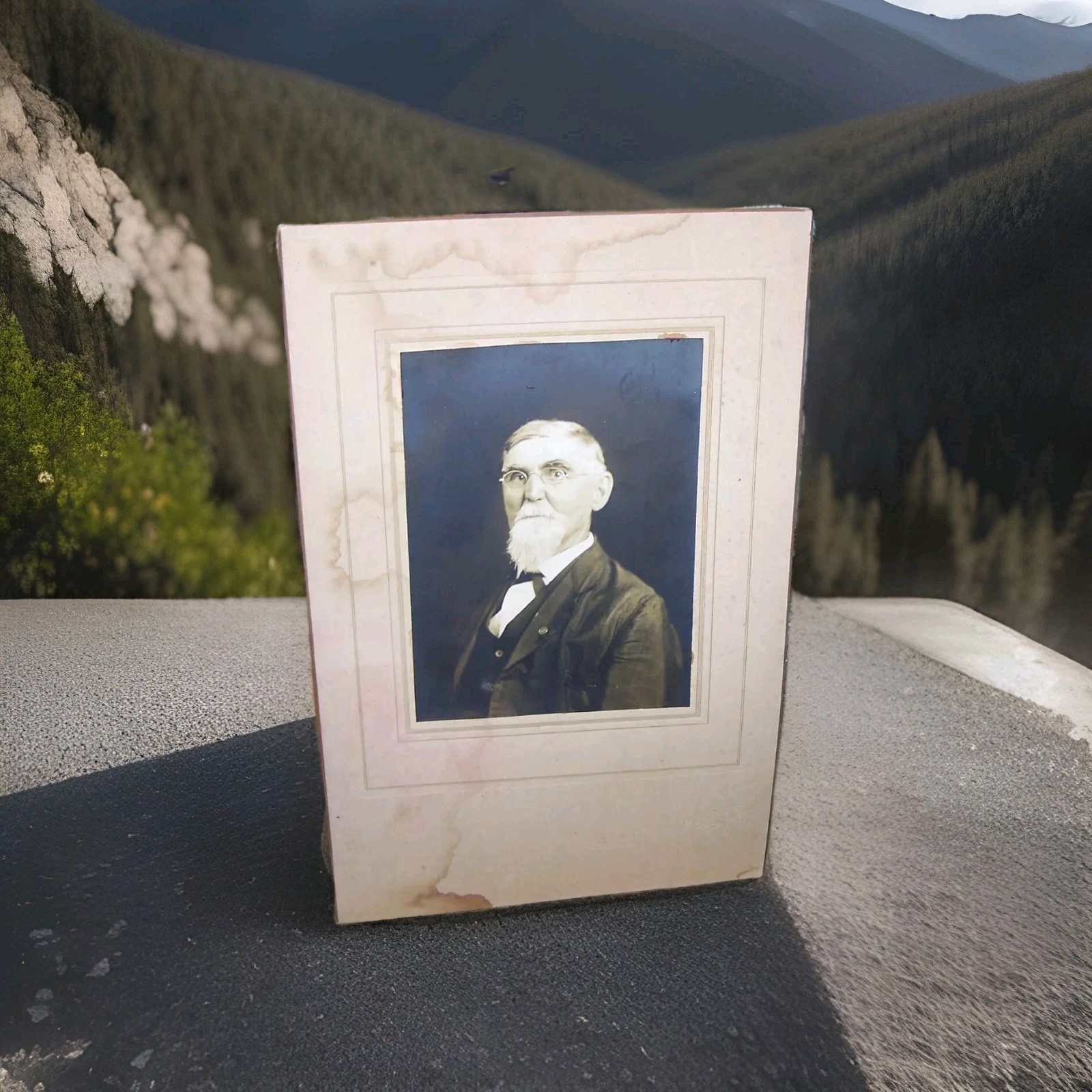 Primitive Rustic Prairie Farmhouse Old Antique Photograph of Distinguished Man