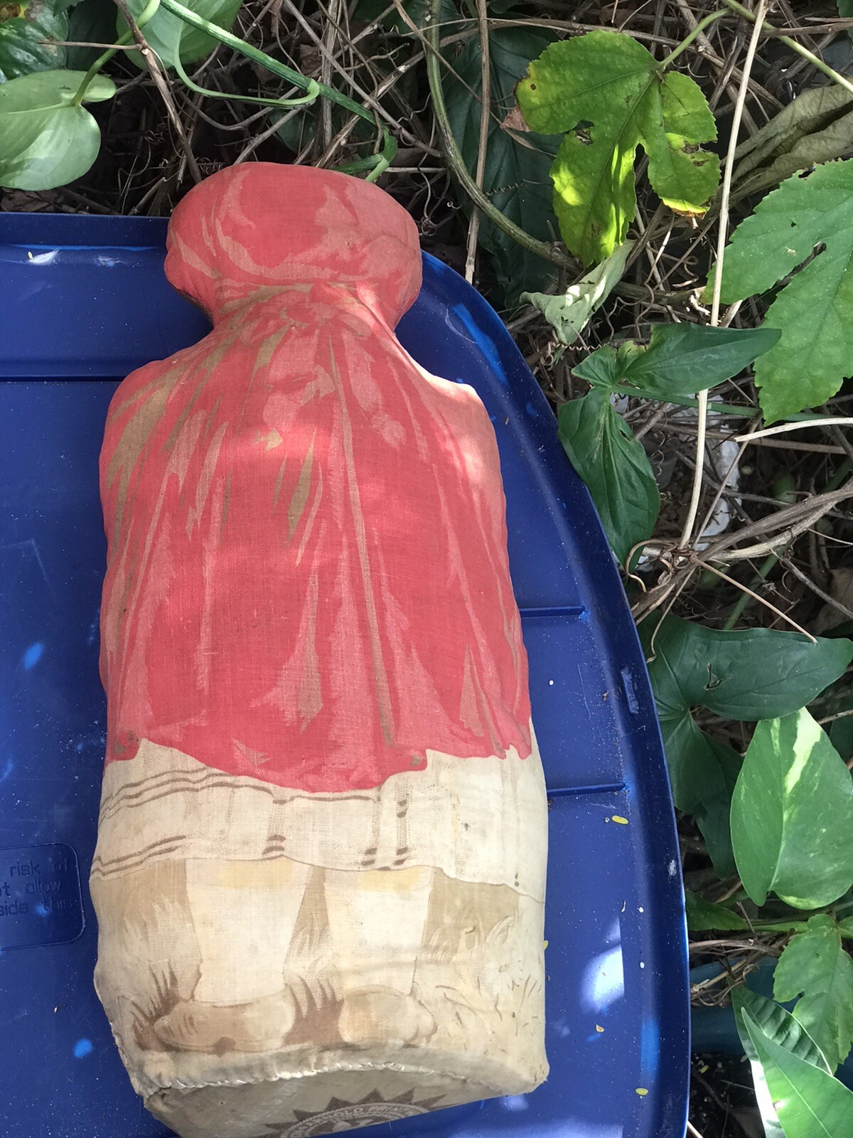 Dated 1892 “little Red Riding Hood” 16.5” Primitive Straw Rag Doll Door Stop