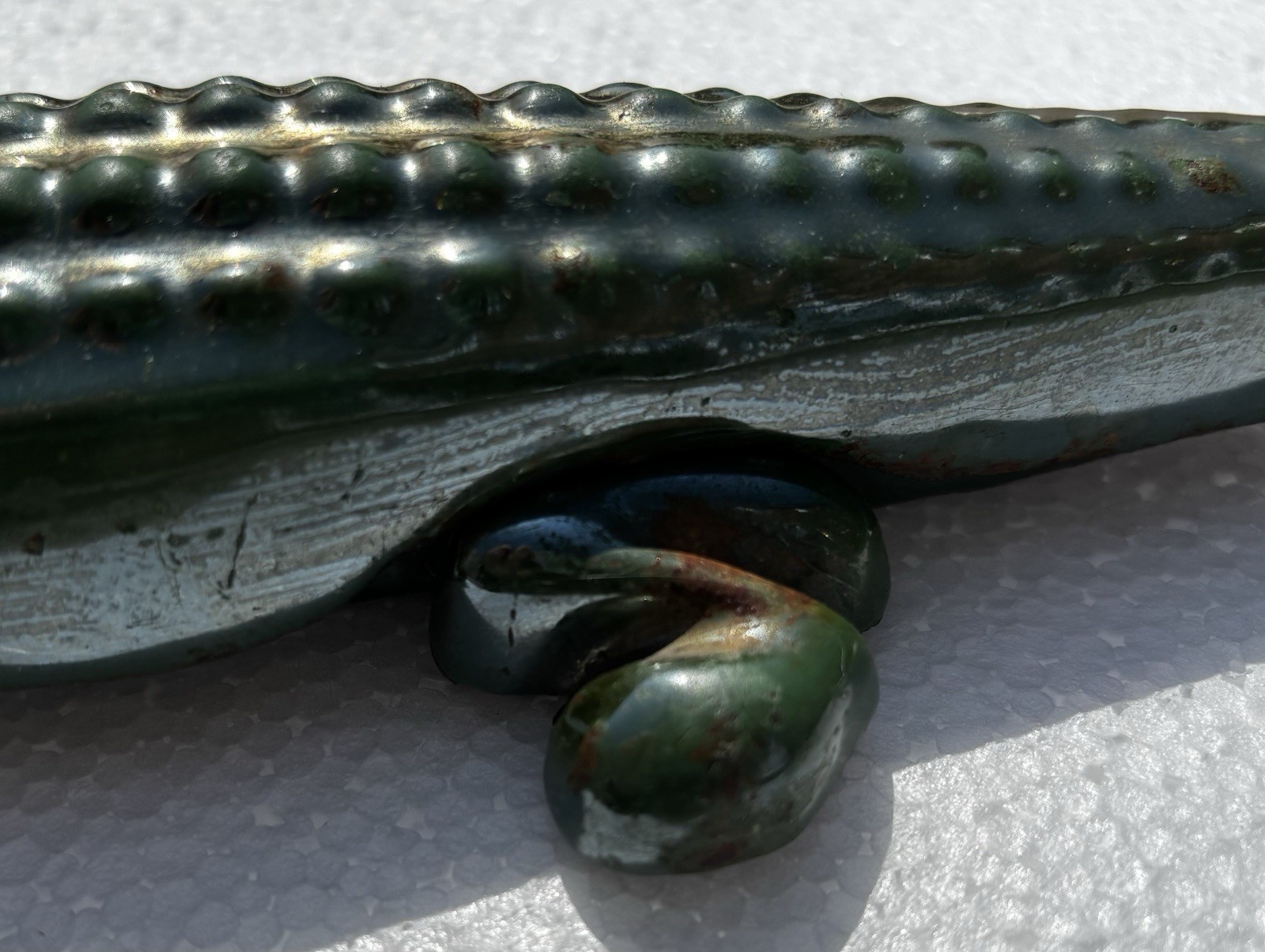 Antique Alligator Nutcracker RARE IRIDESCENT GREEN ENAMEL 1920 Large size 35cm