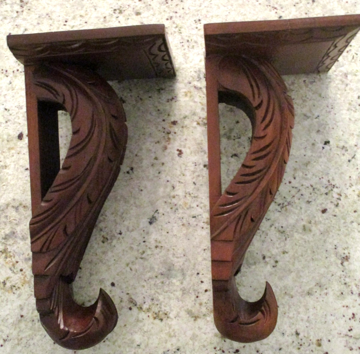 Pair Vintage Wood Corbel Shelf Architectural Salvage 14” Tall 8” Wide