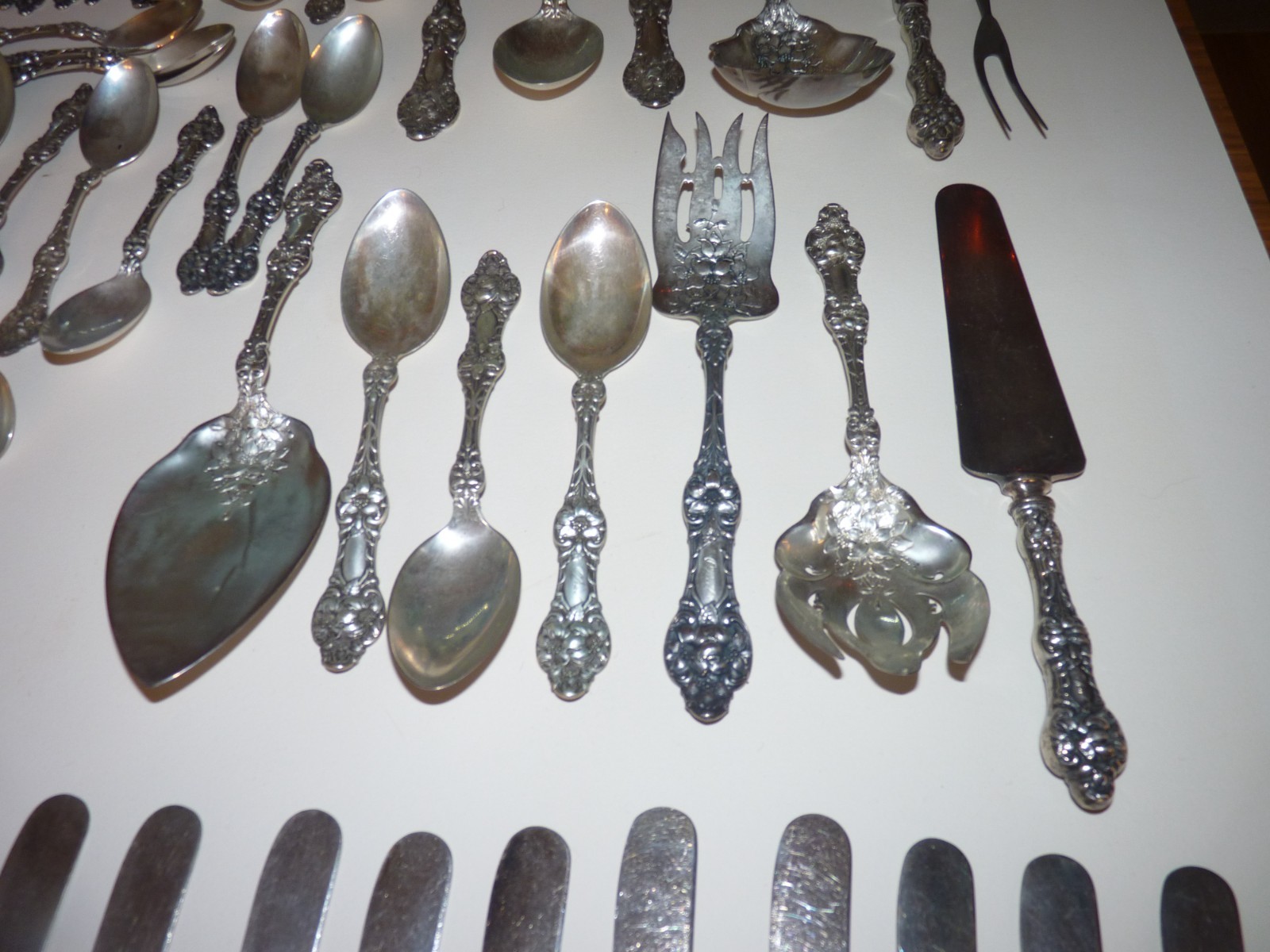 Sterling Silver Flatware By Alvin, Old Orange Blossom, For 12, 150 Pcs., 153 Oz.