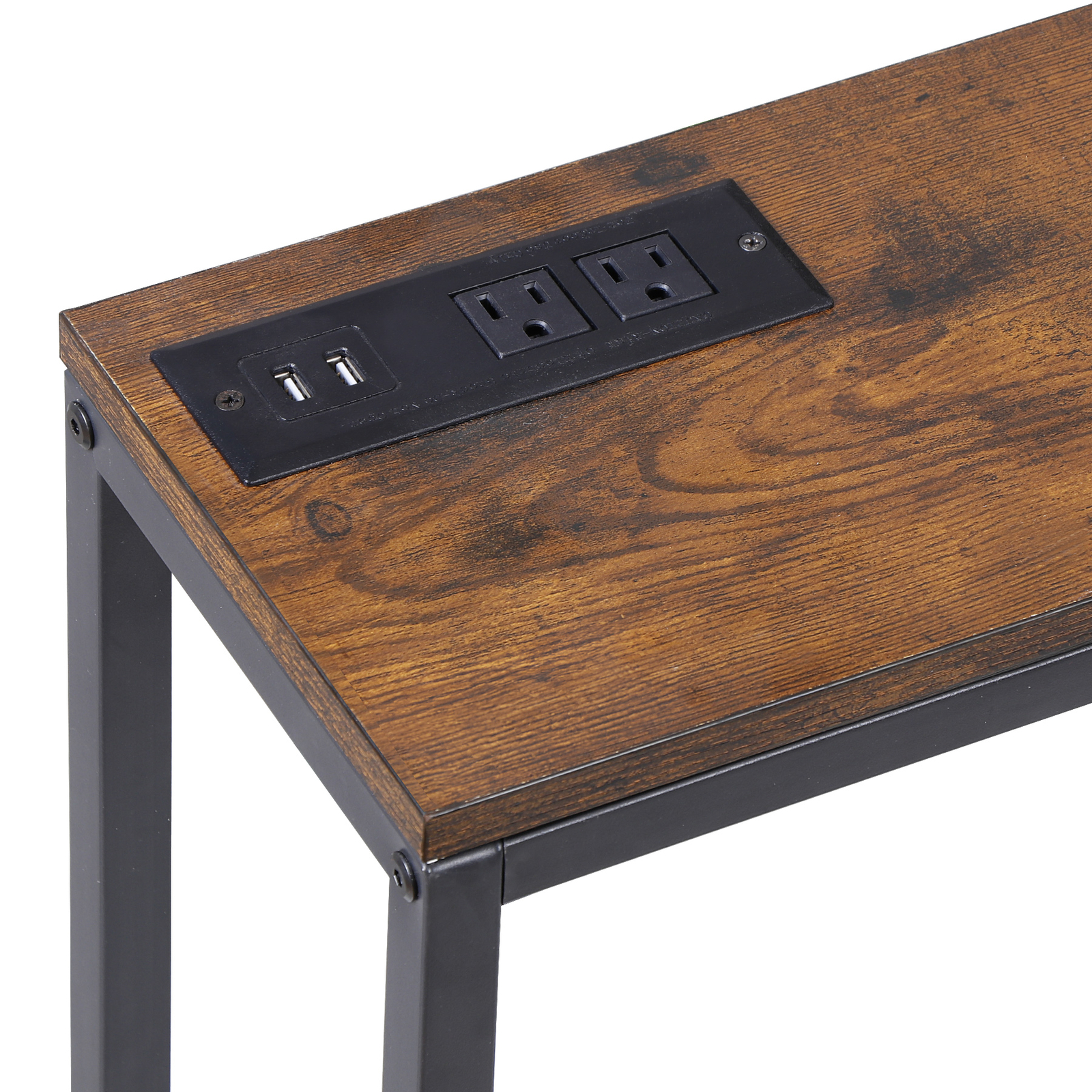 71″ Console Table w/ Power Outlet Narrow Sofa Table Entry Table with Metal Frame