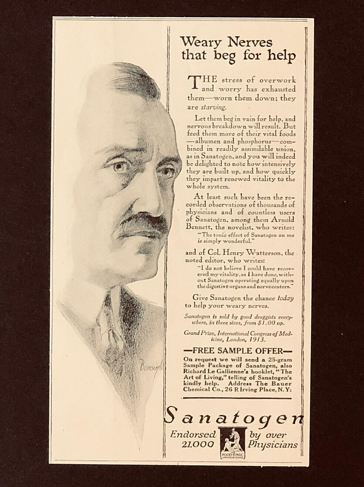 1917 Sanatogen Quack Medicine Advertisement Nervous Breakdown Antique Print AD