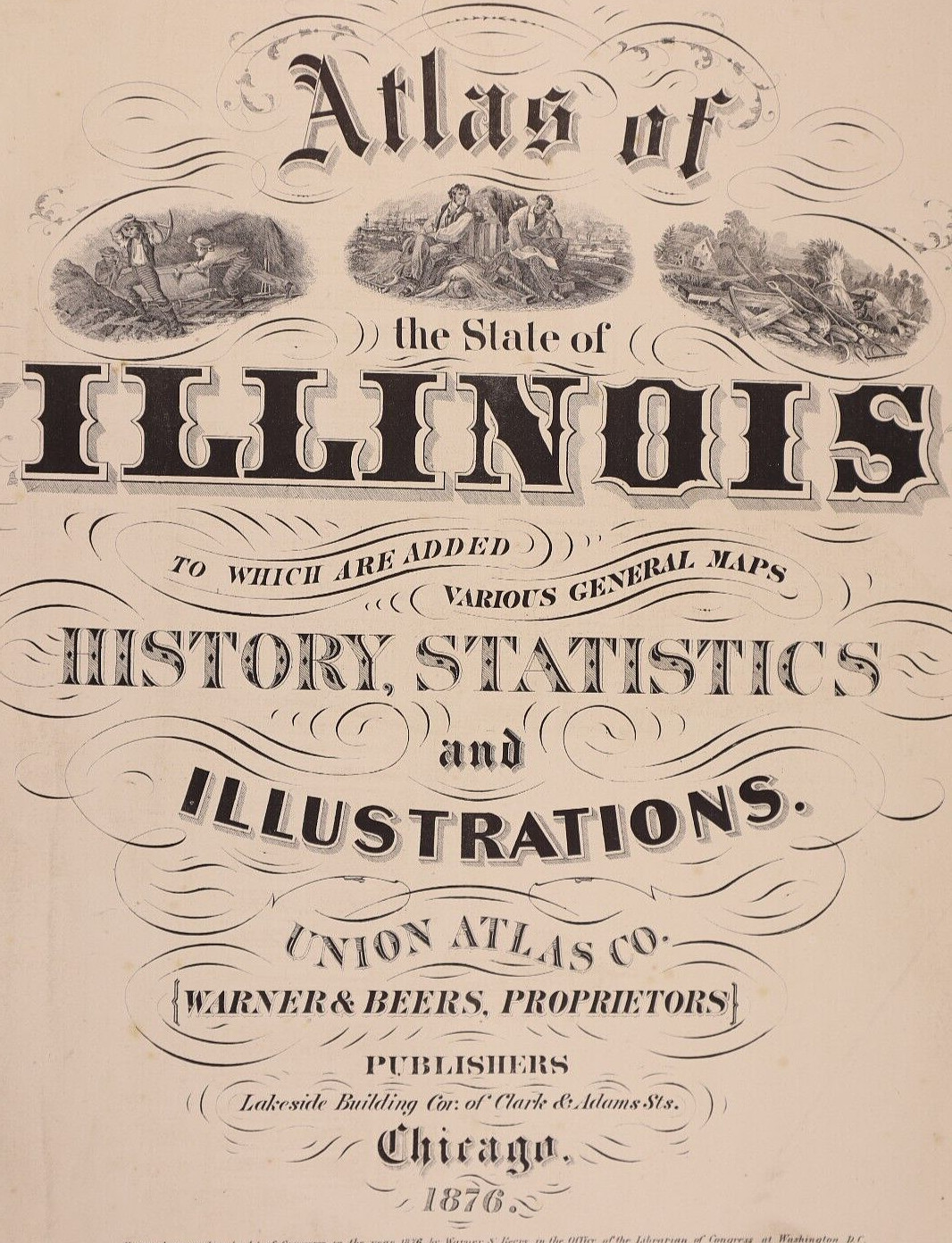 1876 County Map ~ SPRINGFIELD, ILLINOIS / JACKSONVILLE on Reverse (14×17)-#38