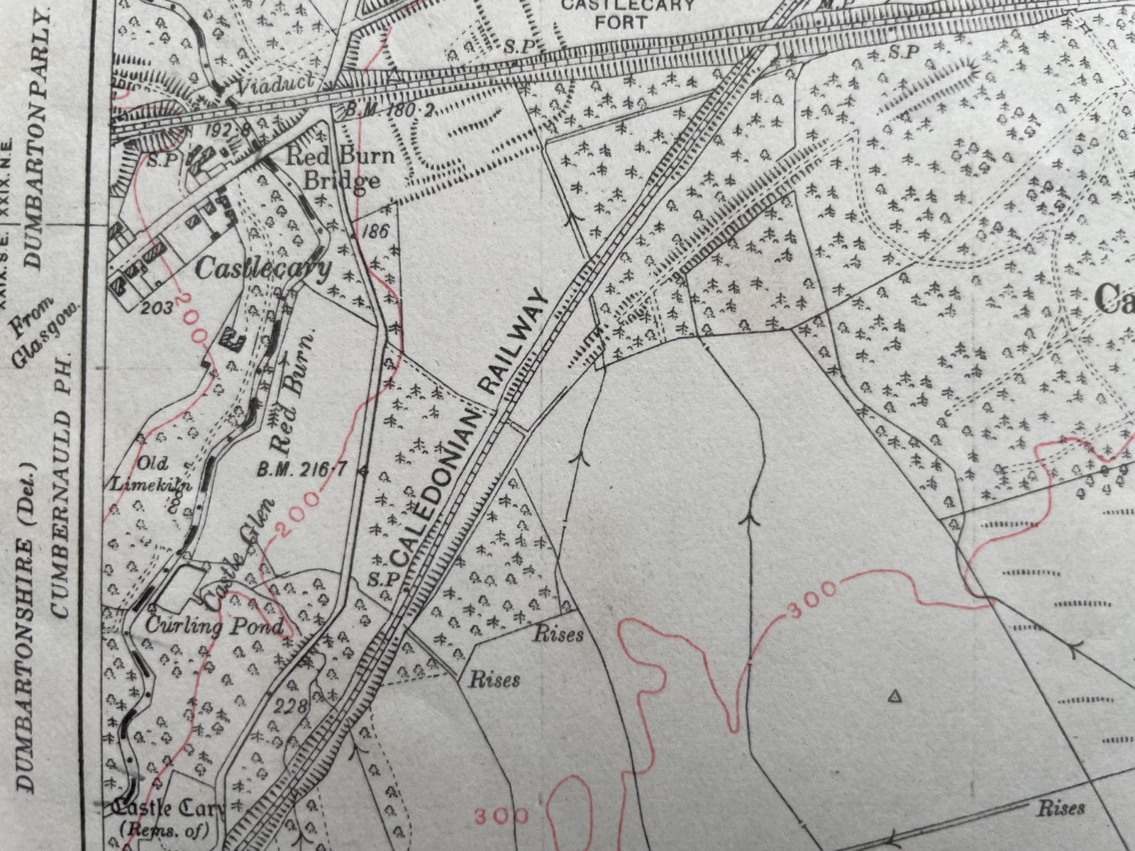 1922 Edition Topo map of the Cumbernauld, Dumbartonshire XXIX. SE