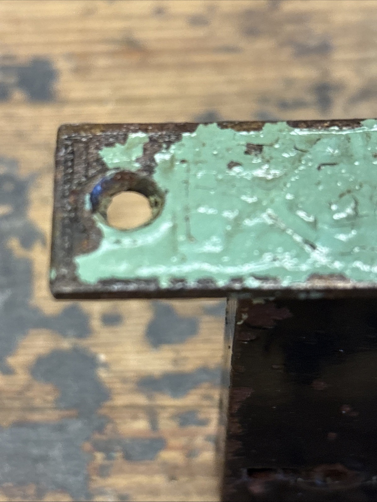 Vintage Mortise Lock Door Hardware Salvage Skeleton Keyhole NO Key Green Paint