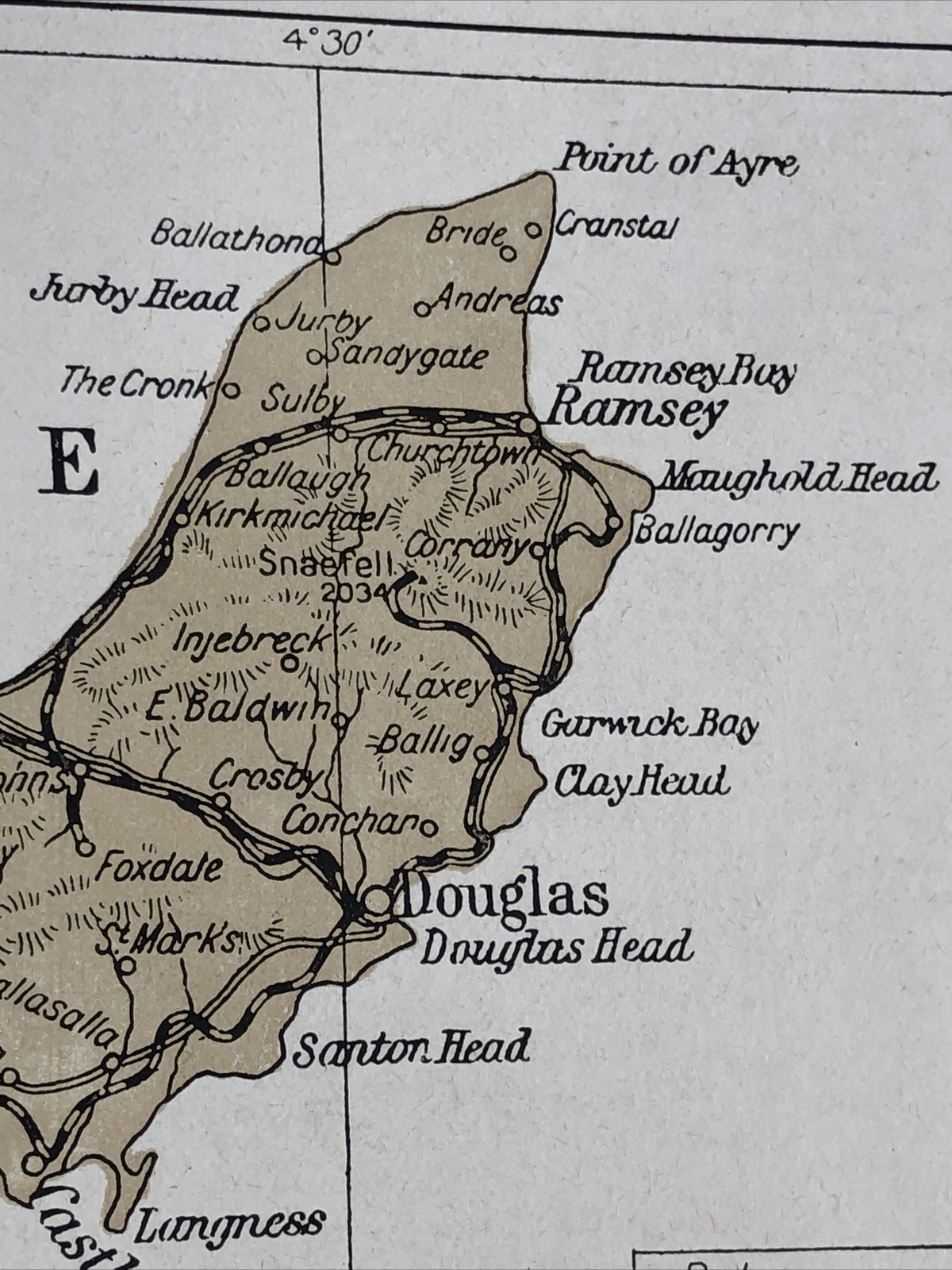 1923: Map Of Isle Of Man County Print Vintage Antique Castle Rushen Castletown
