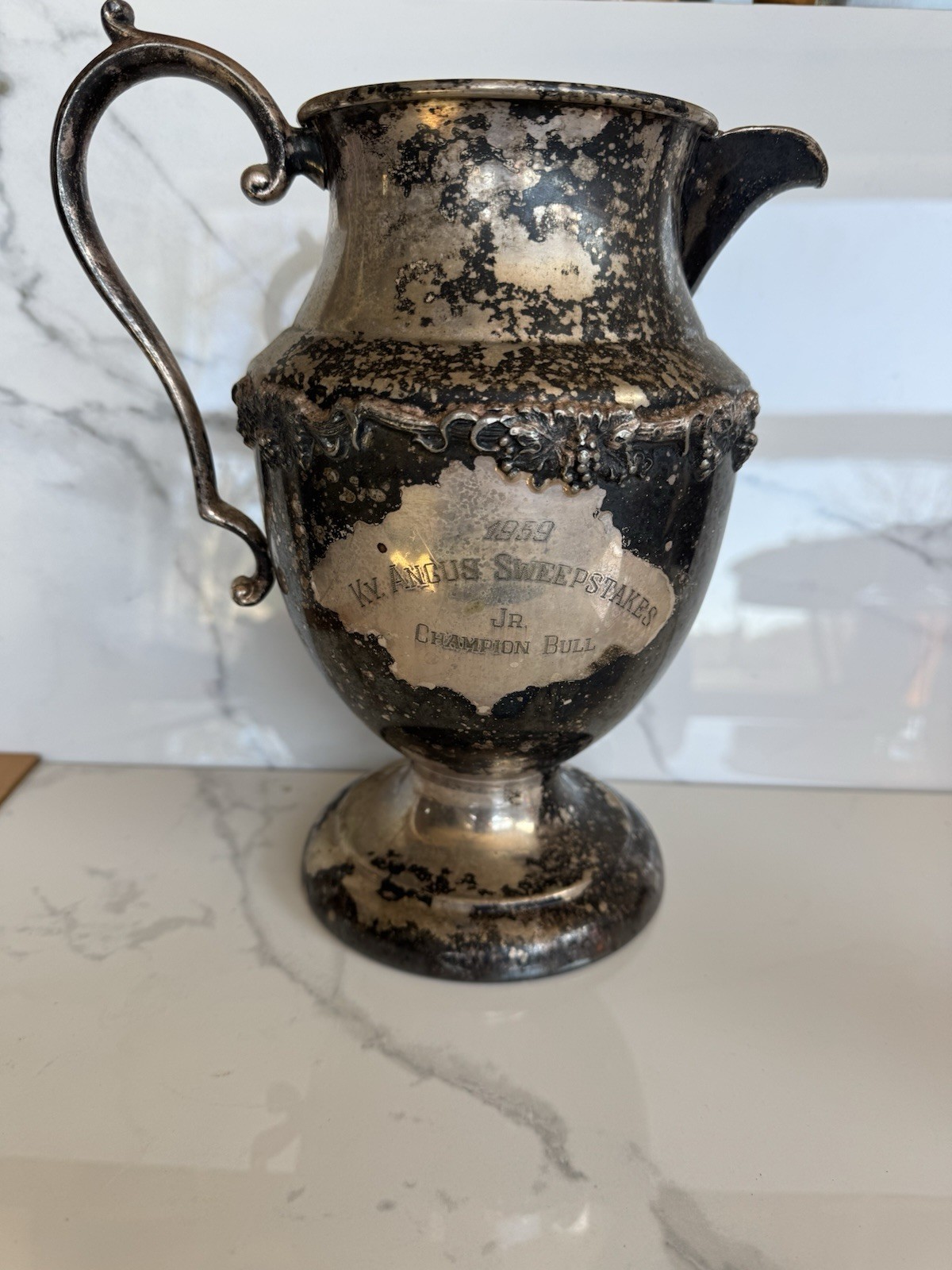 1959 Silverplate Trophy Pitcher-KY ANGUS SWEEPSTAKES JR. CHAMPION BULL-