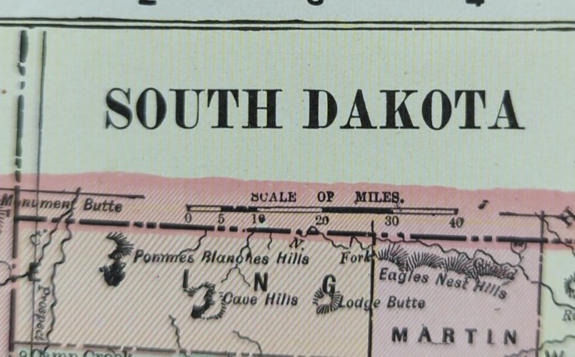 Vintage 1901 SOUTH DAKOTA Map 14″x11″ Old Antique Original PIERRE SIOUX FALLS SD