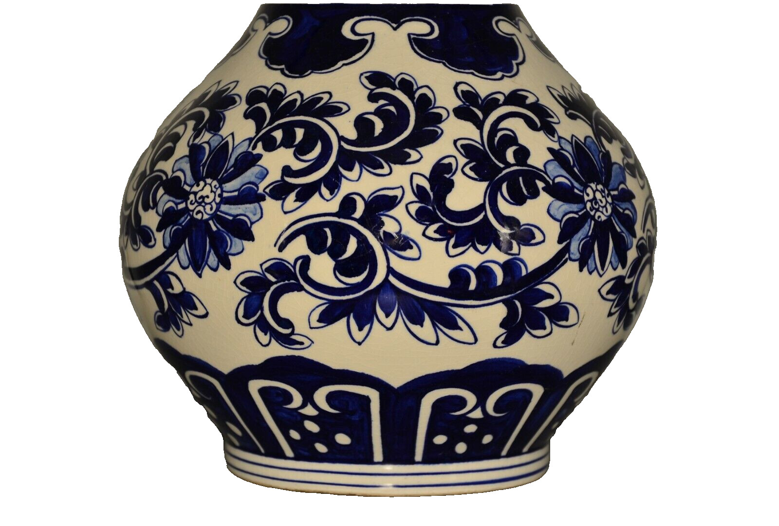 Chinese Republic Original Vintage Signed Taiwan ROC Blue & White Porcelain Vase