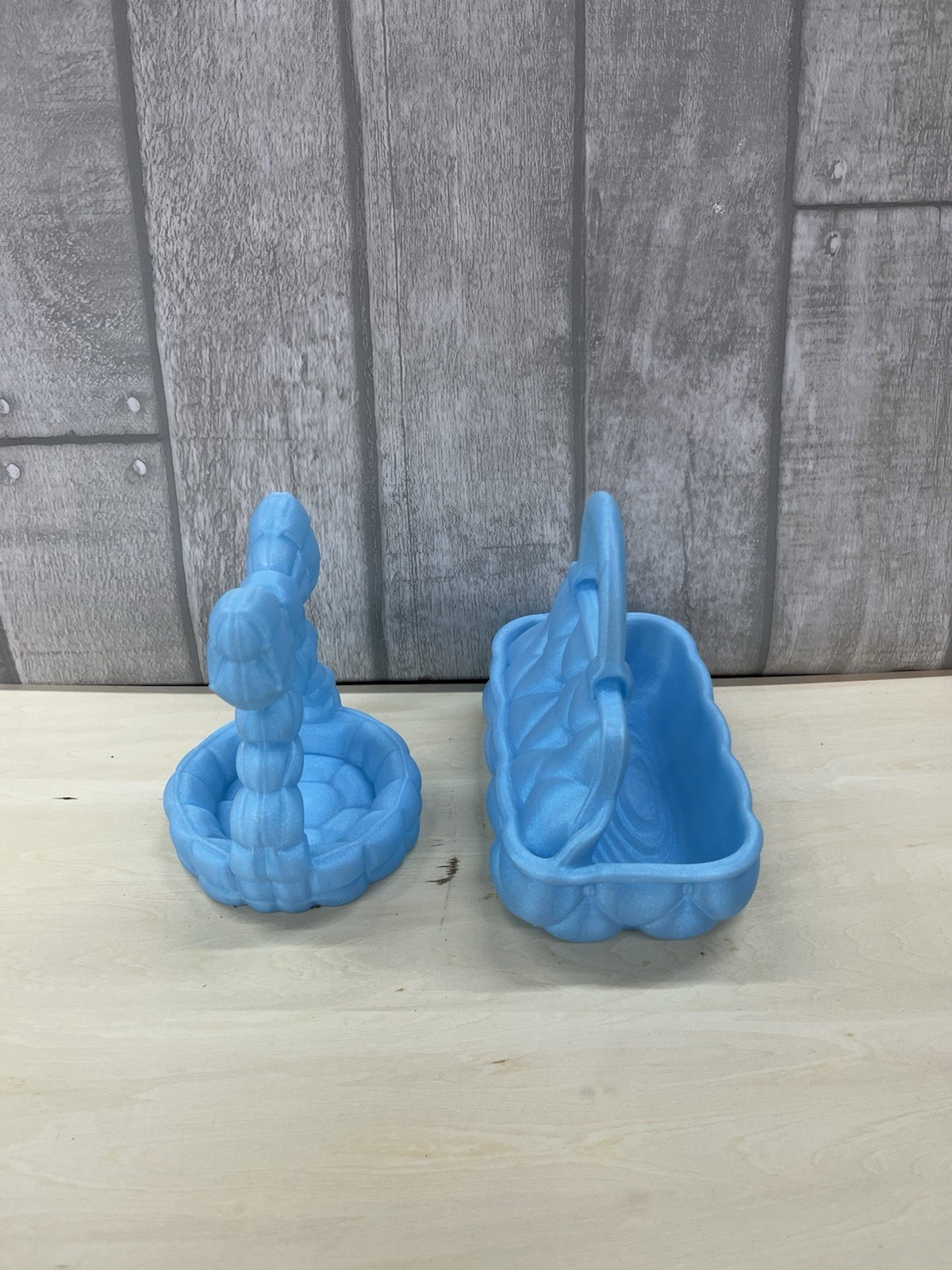 Decorative Vanity Organizer Set of 2 Quilted purse light blue