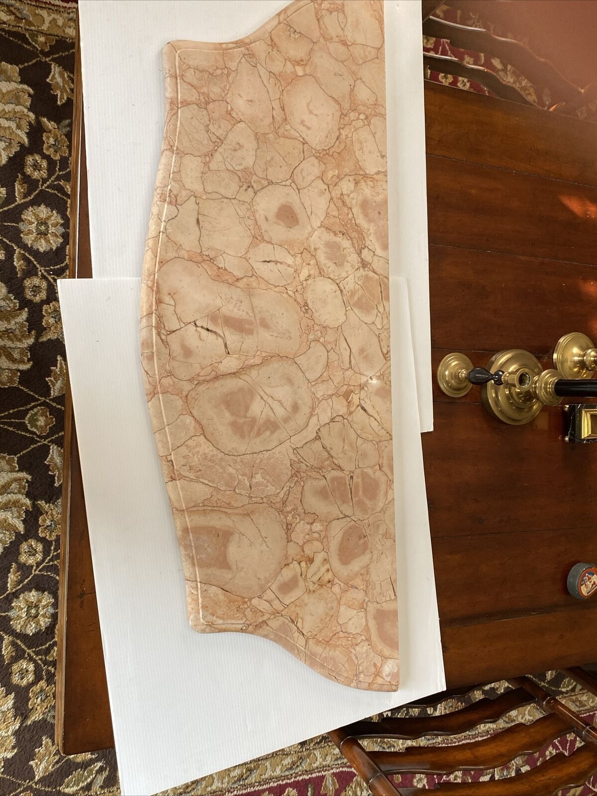 Antique Large Rose Marble Stone Top for Table / Bar Salvaged Reconstruction