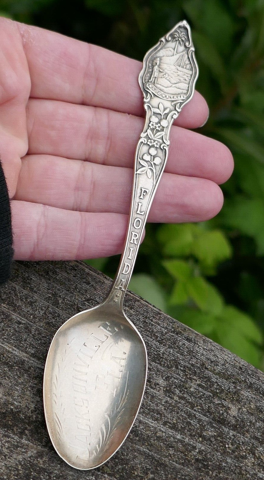 Antique Sterling Silver Jacksonville, Florida Souvenir Spoon – Engraved Bowl